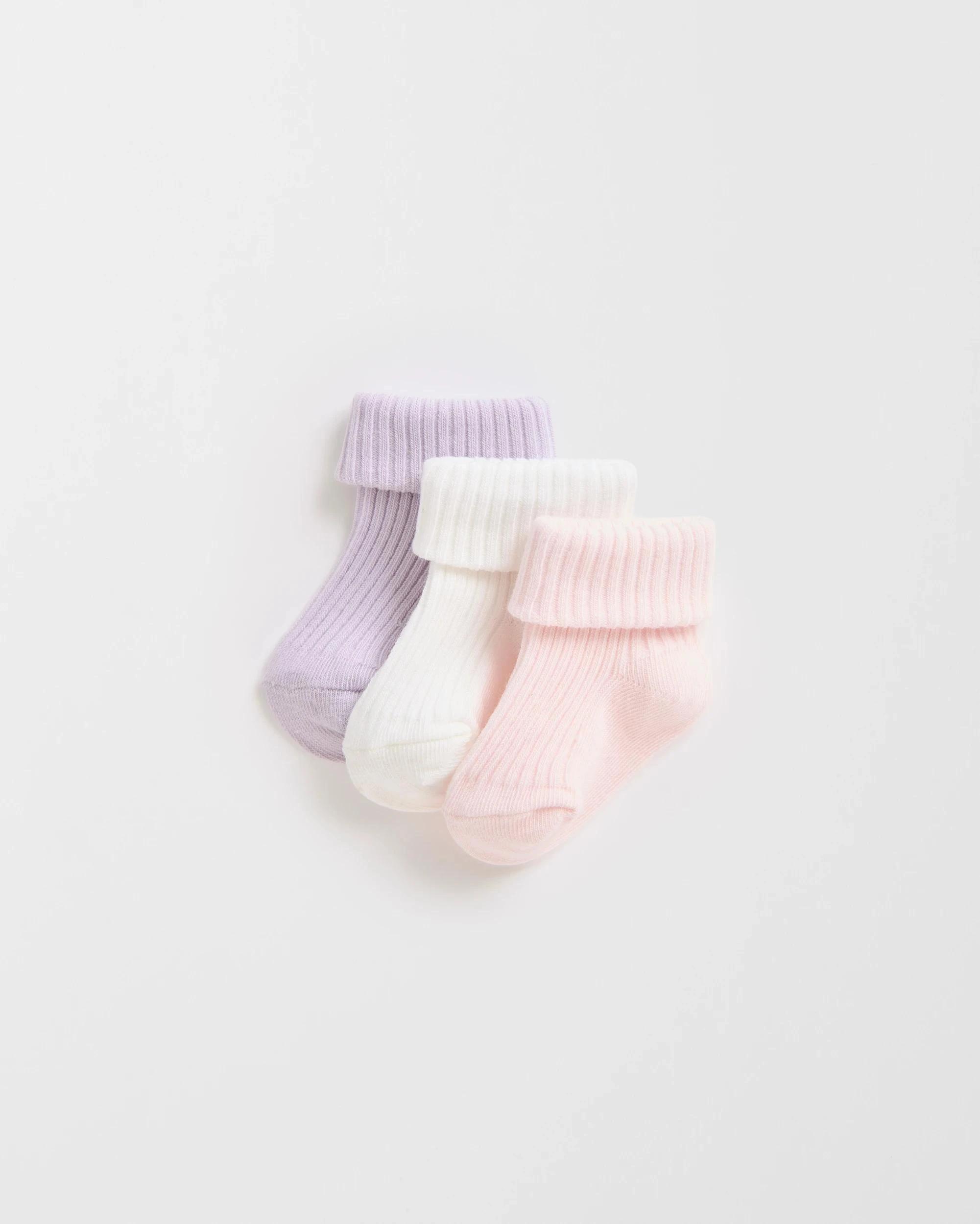 1 Target Baby Baby Unisex 3 Pack Turnover Socks PINK, 1 of 3