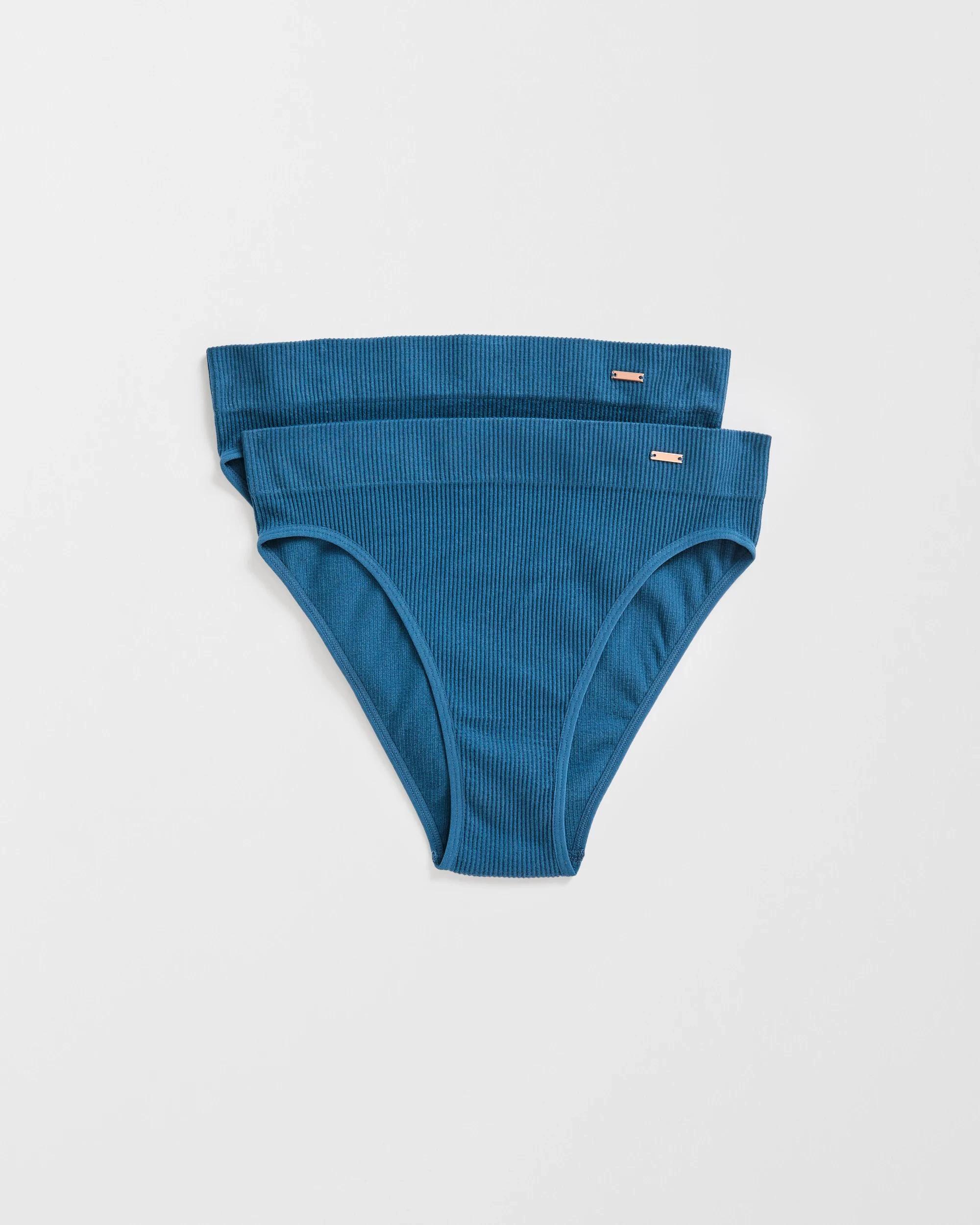 6 Lily Loves 2 Pack Ribbed Seamfree High Waisted Bikini Briefs PETROL BLUE, 6 of 10