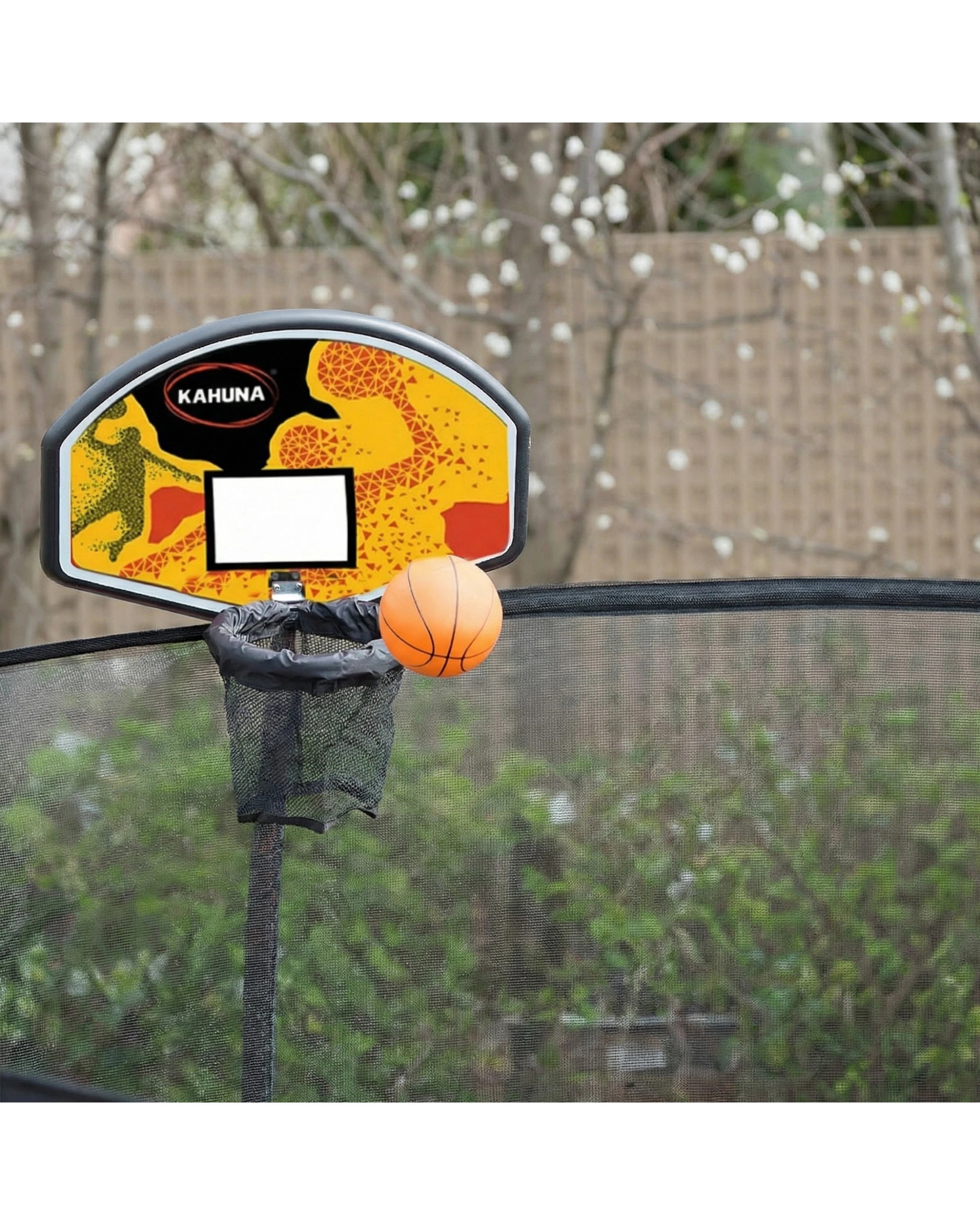 5 Kahuna Trampoline 6 ft with Basketball Set and Roof - Rainbow - Pattern, 5 of 8