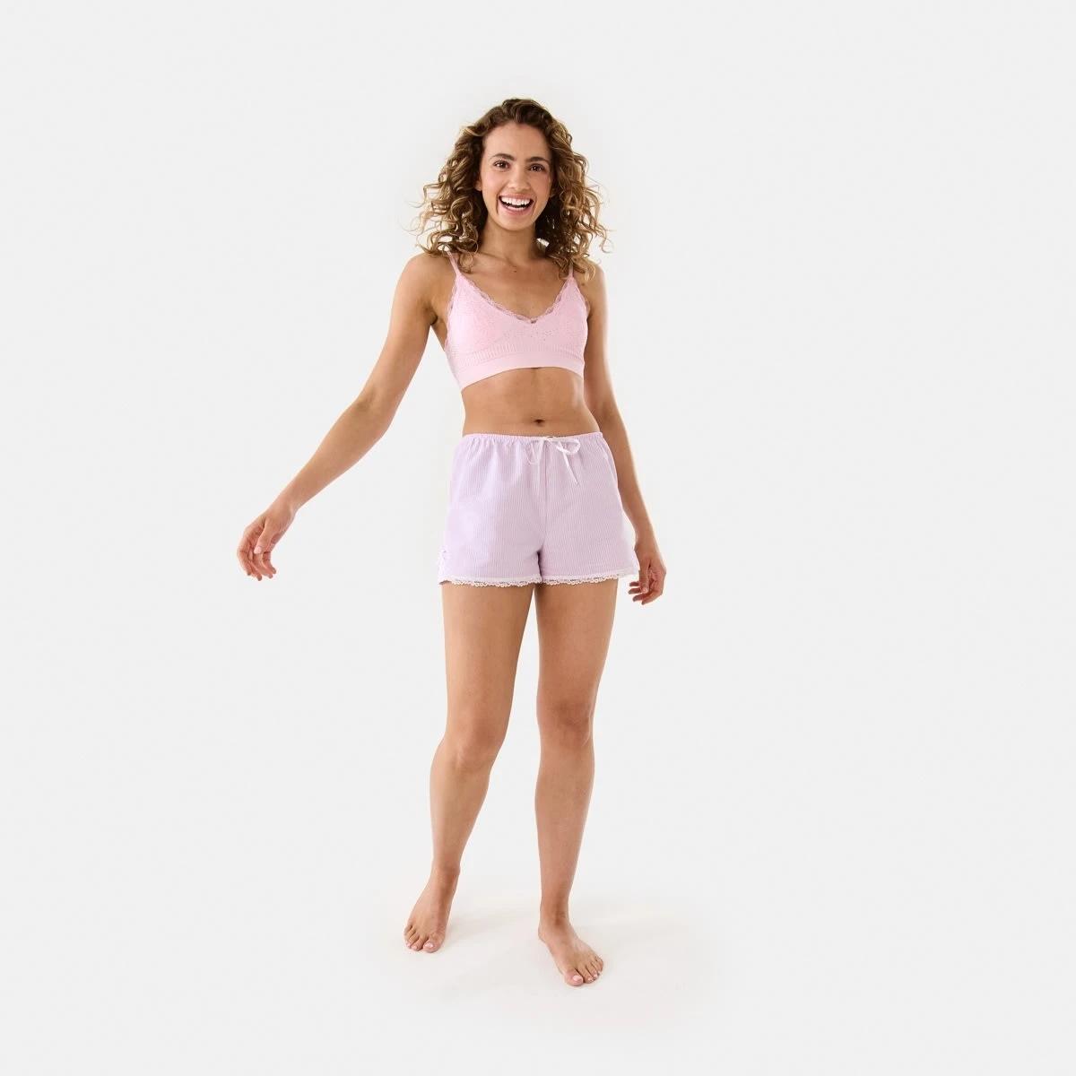 2 Stripe Lace Trim Shorts STRIPE PINK BALLERINA, 2 of 8