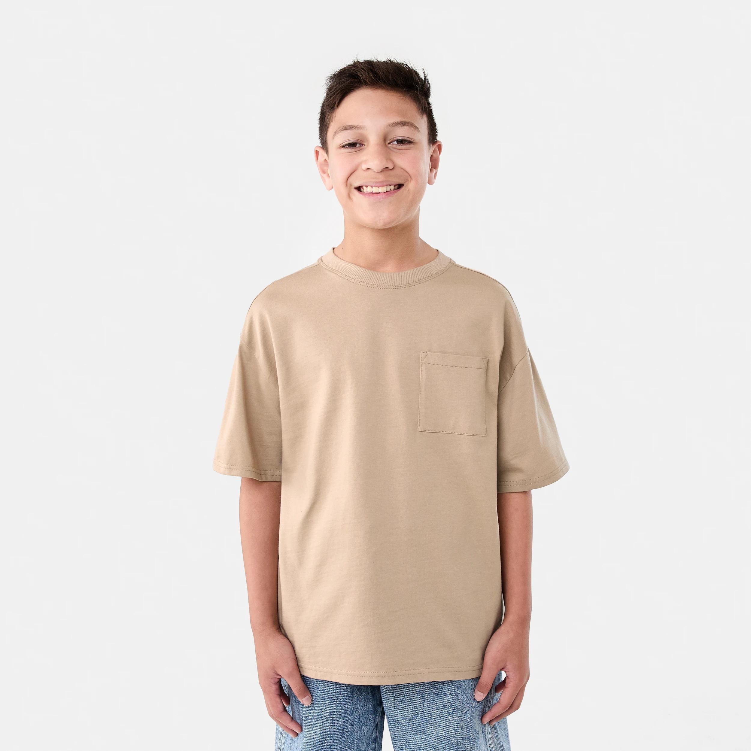 1 Short Sleeve Oversized T-shirt LIGHT BROWN, 1 of 6