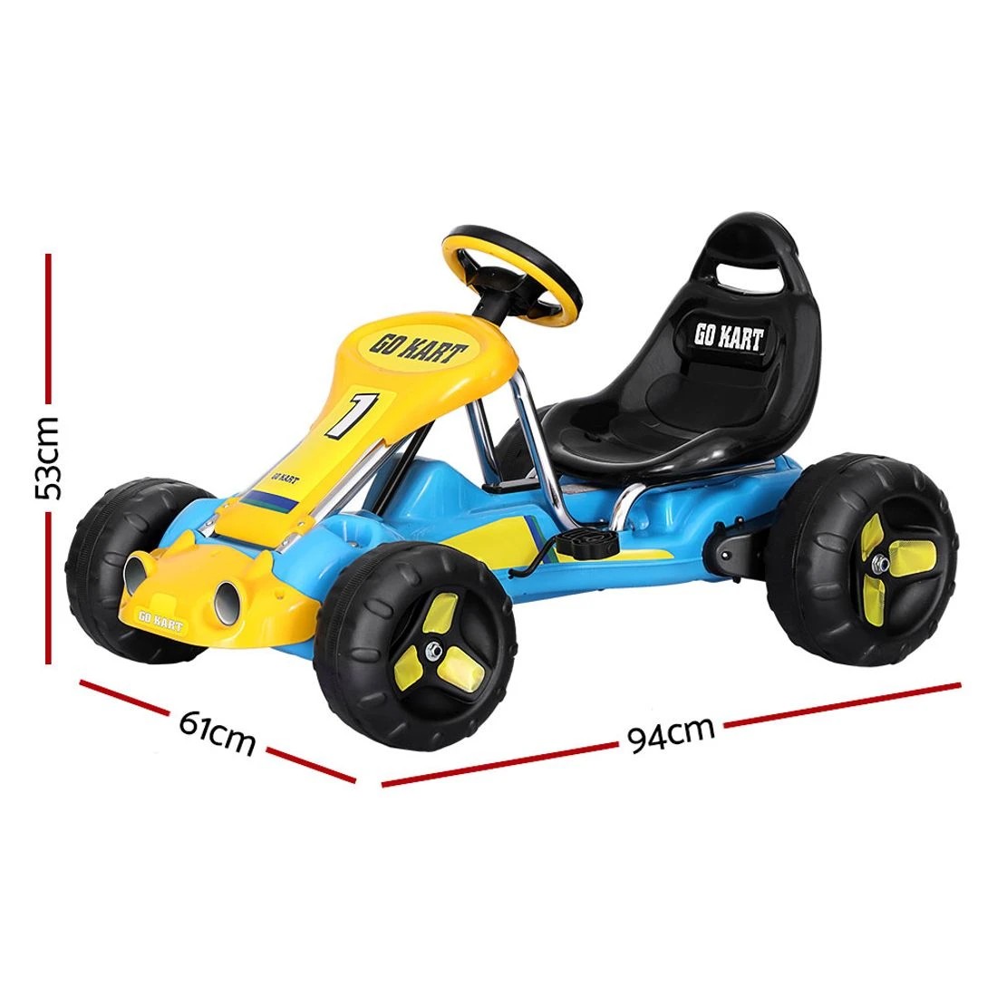 1 Rigo Kids Pedal Go Kart Ride On Toys Racing Car Plastic Tyre - Blue, 1 of 5