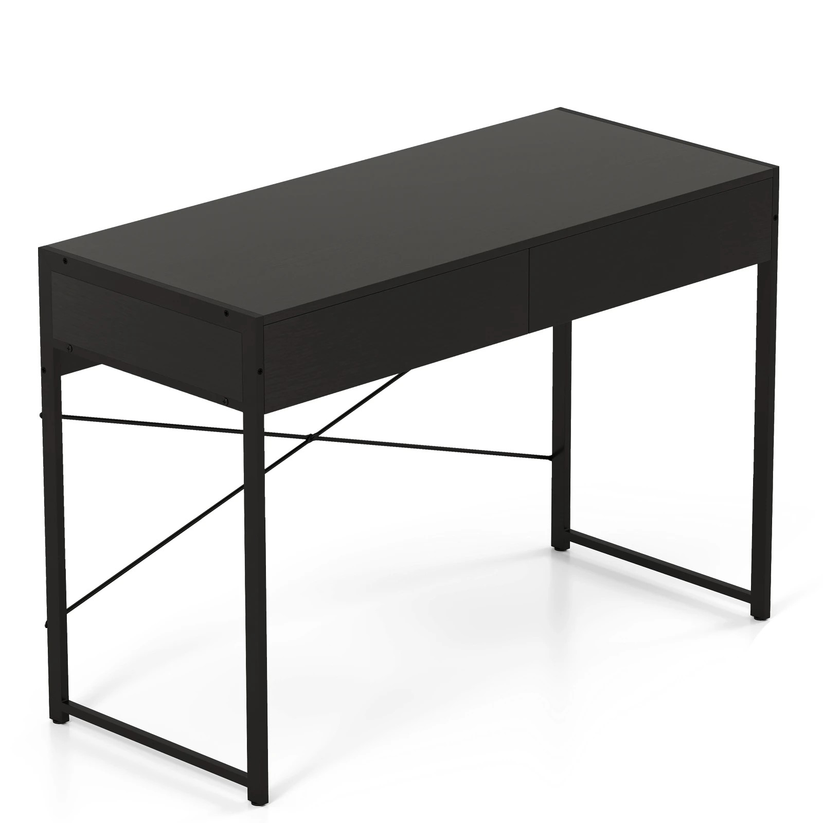 1 Costway 112cm Modern Computer Desk w/2 Drawers Home Office Metal Frame Study Table, 1 of 3