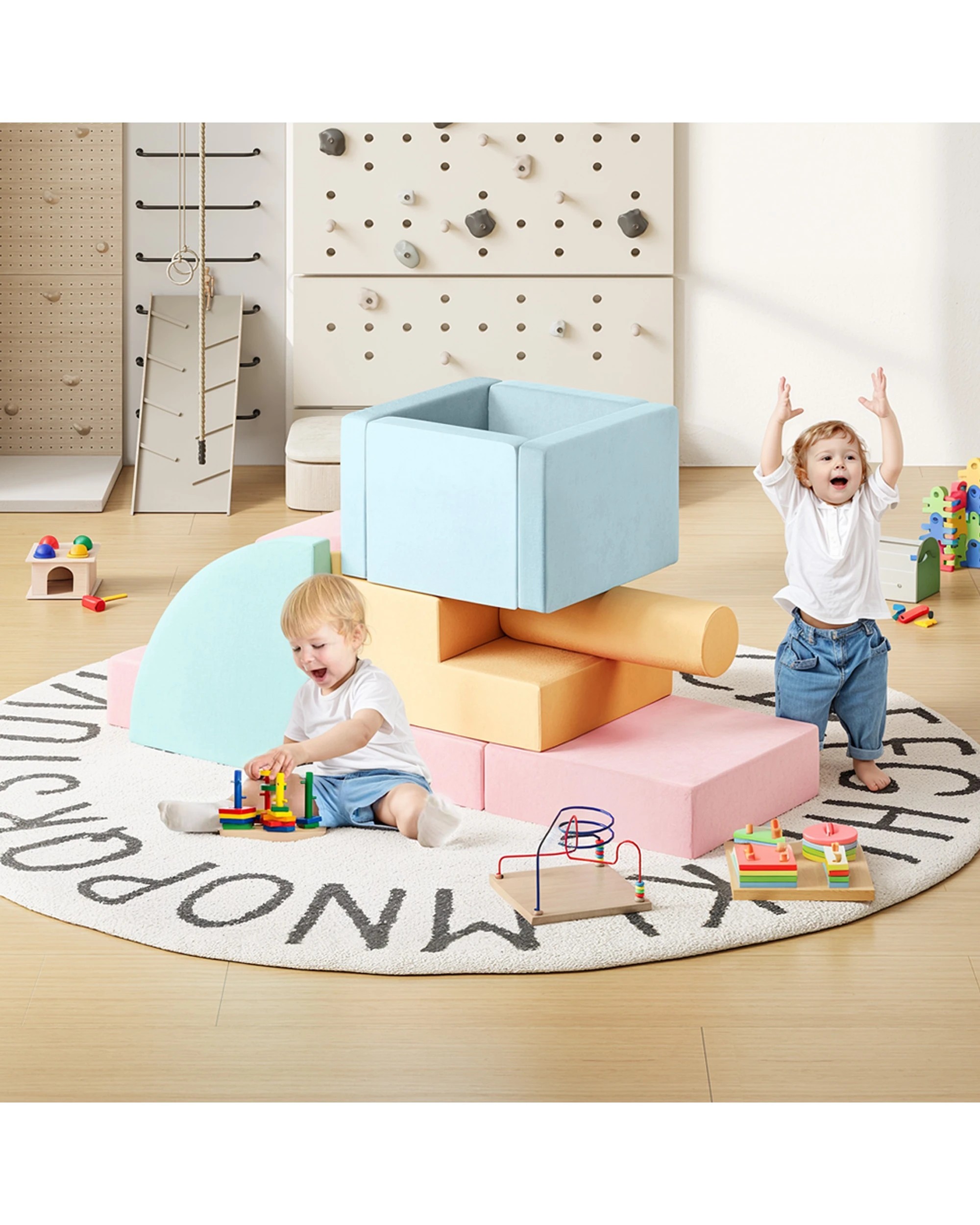 4 Advwin 12PCS Kids Climb & Crawl Foam Climbing Blocks Soft Play Set Climbing Toys, 4 of 8