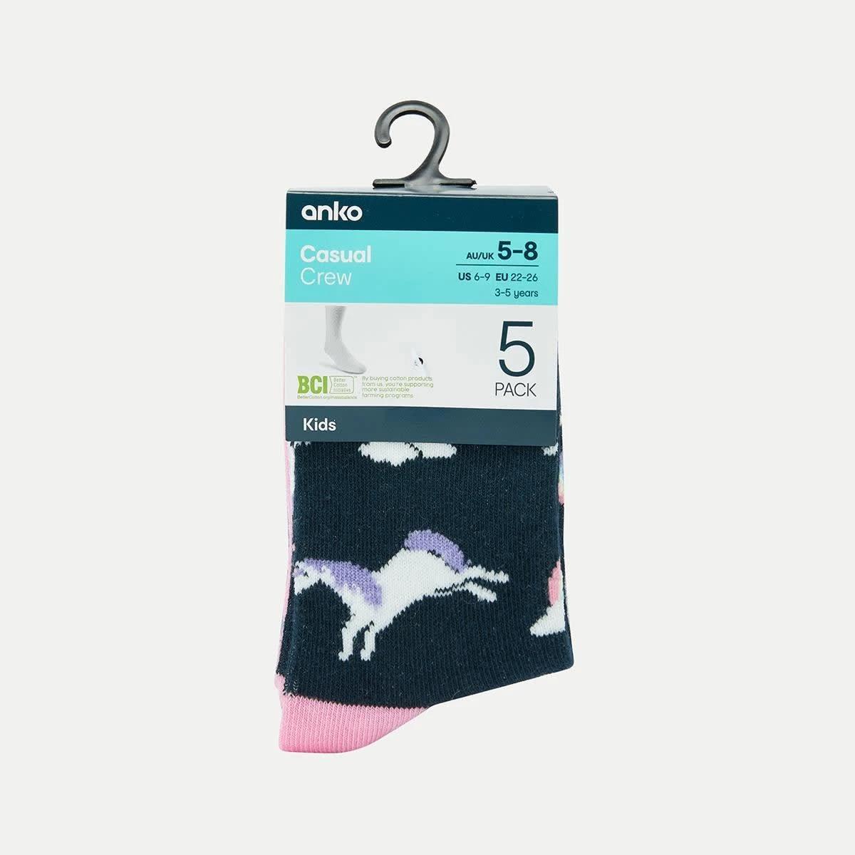 3 5 Pack Crew Socks Unicorn, 3 of 3