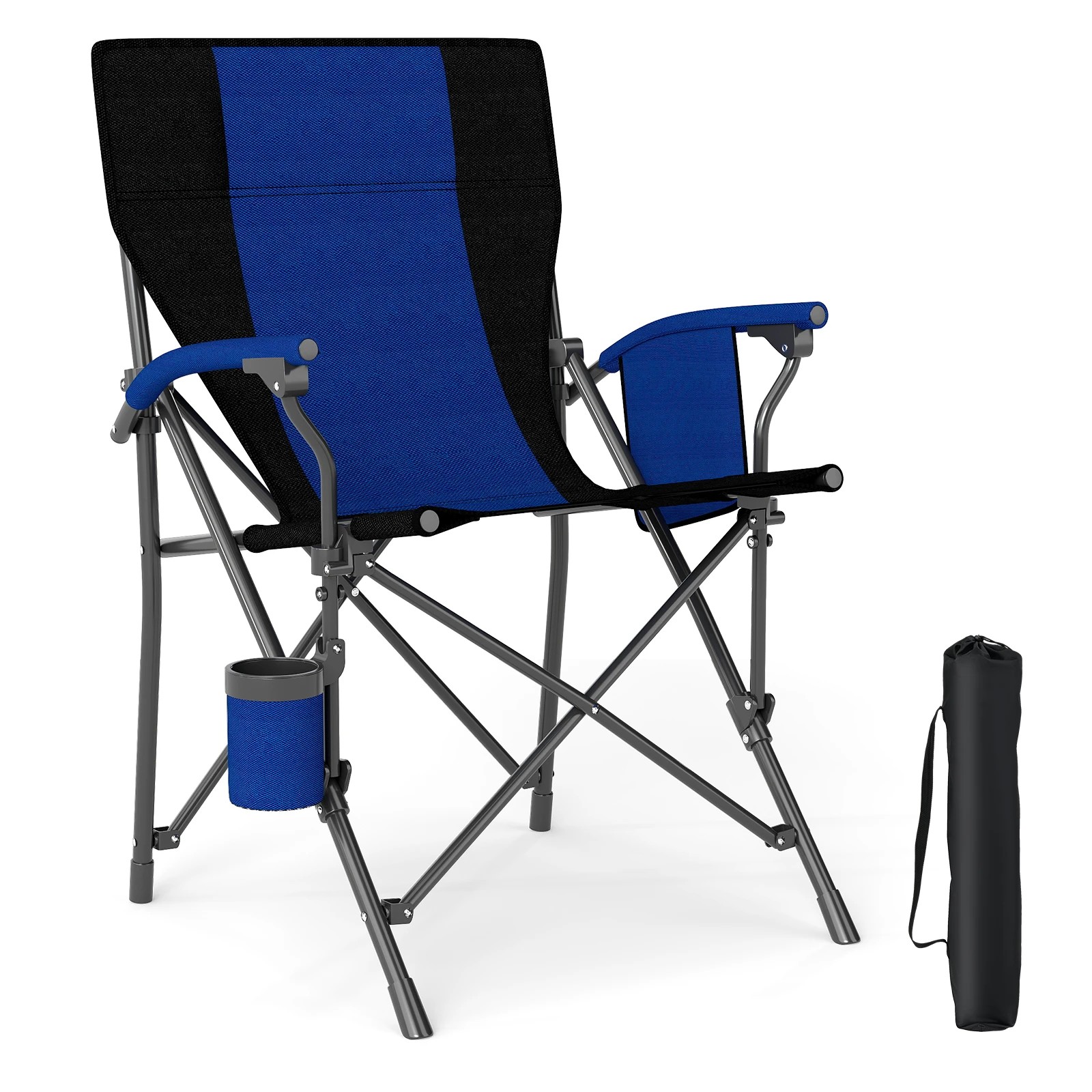 1 Costway Folding Camping Chair Fishing Picnic Chair Outdoor Seat w/Cup Holder & Carry Bag - Blue, 1 of 1
