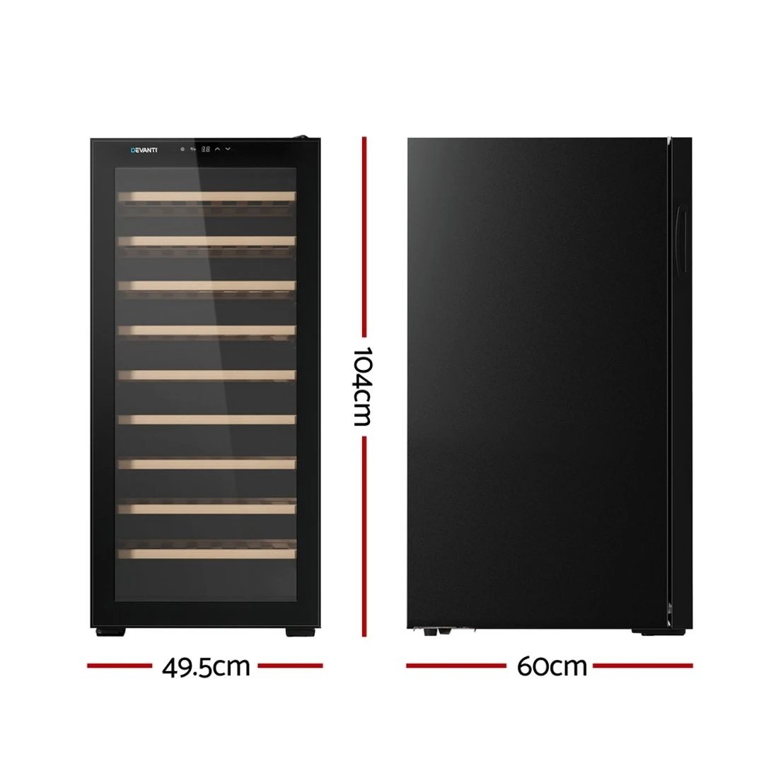 3 Devanti Wine Fridge Cooler 66 - Black, 3 of 7