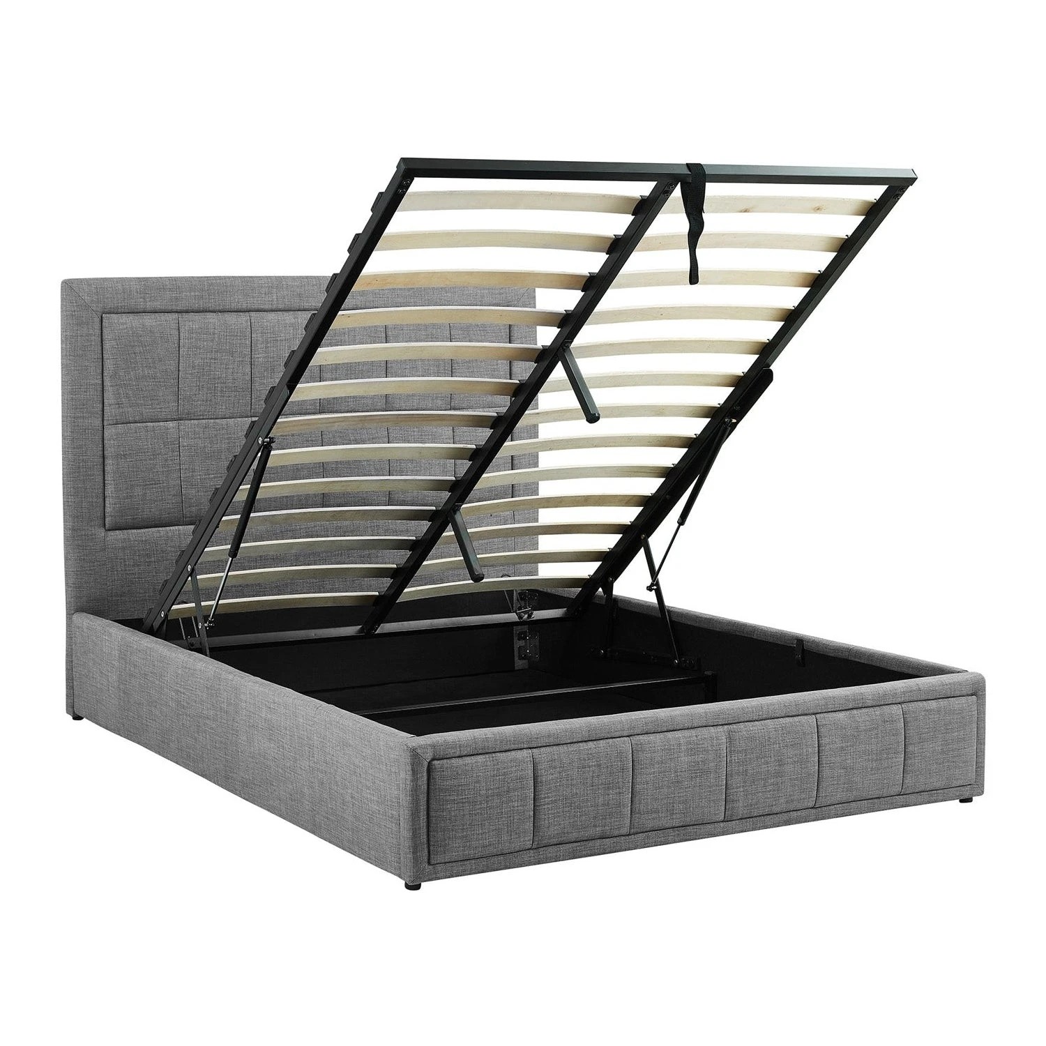 1 Foret Bed Frame Queen Gas Lift Storage Base Bedroom Furniture Fabric Gray Grey - One Size, 1 of 5