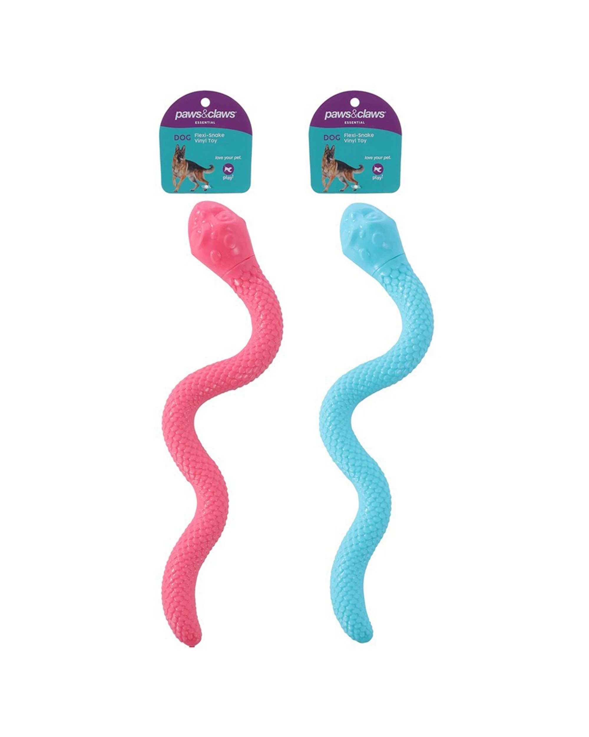 1 Paws And Claws 2PK Flexi Snake Vinyl Pet Toy Strong Flexible Structure 41cm - Multi, 1 of 5