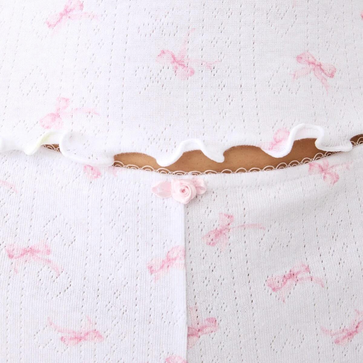 7 Pointelle Flared Pants Pink Bows, 7 of 8