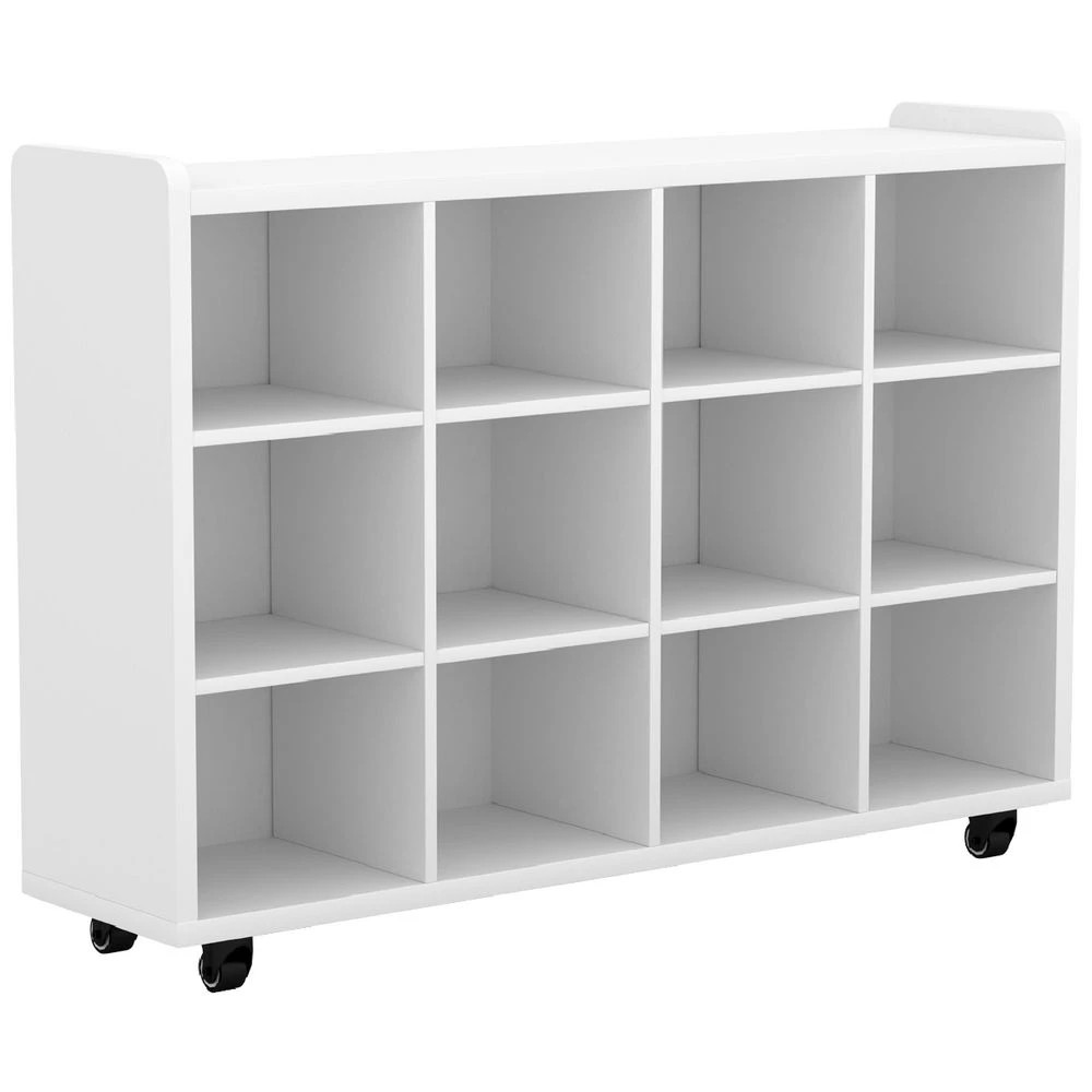 1 Young Kids Educational 12 Cube Mobile Storage Unit White Kids Storage & Furniture, 1 of 4