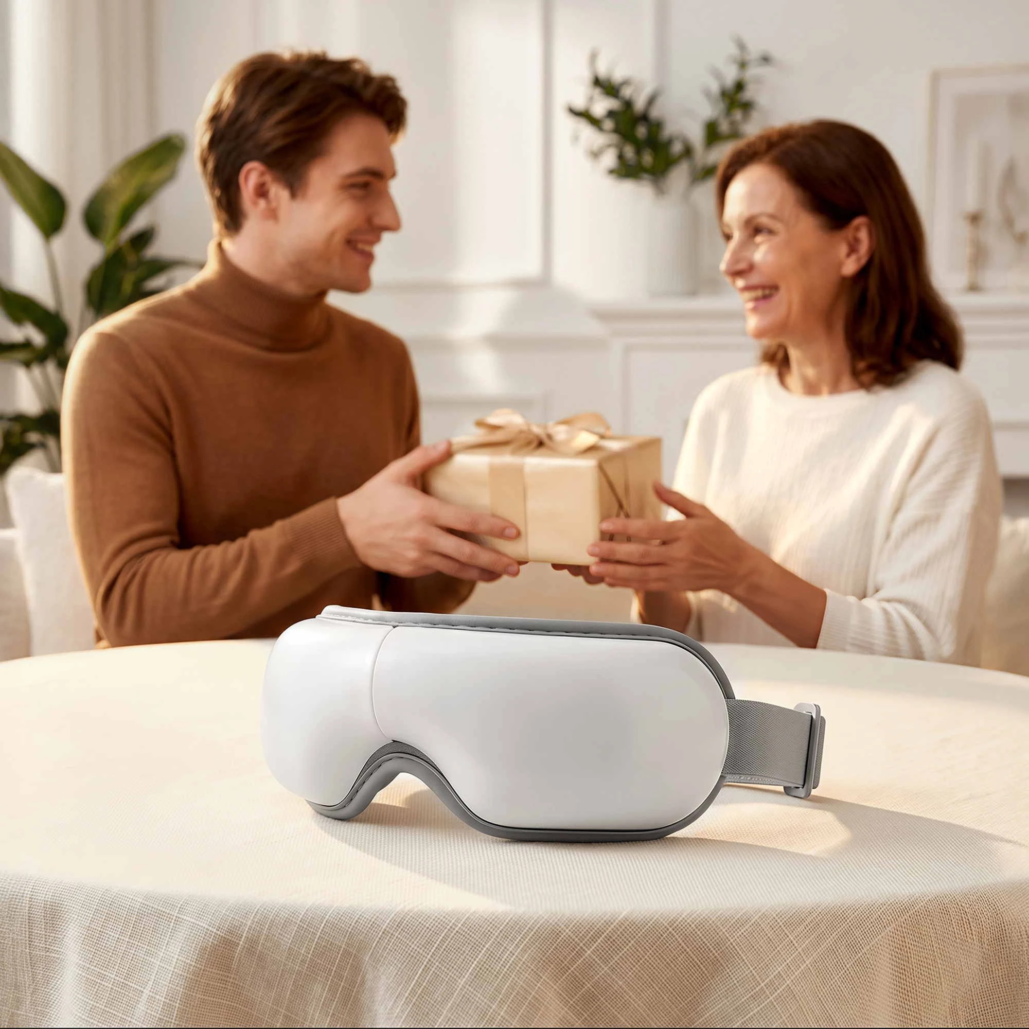 8 Livemor Eye Massager with Heat Sleeping Eyes Mask Folding with Bluetooth Music for Fatigue Relief - White, 8 of 9