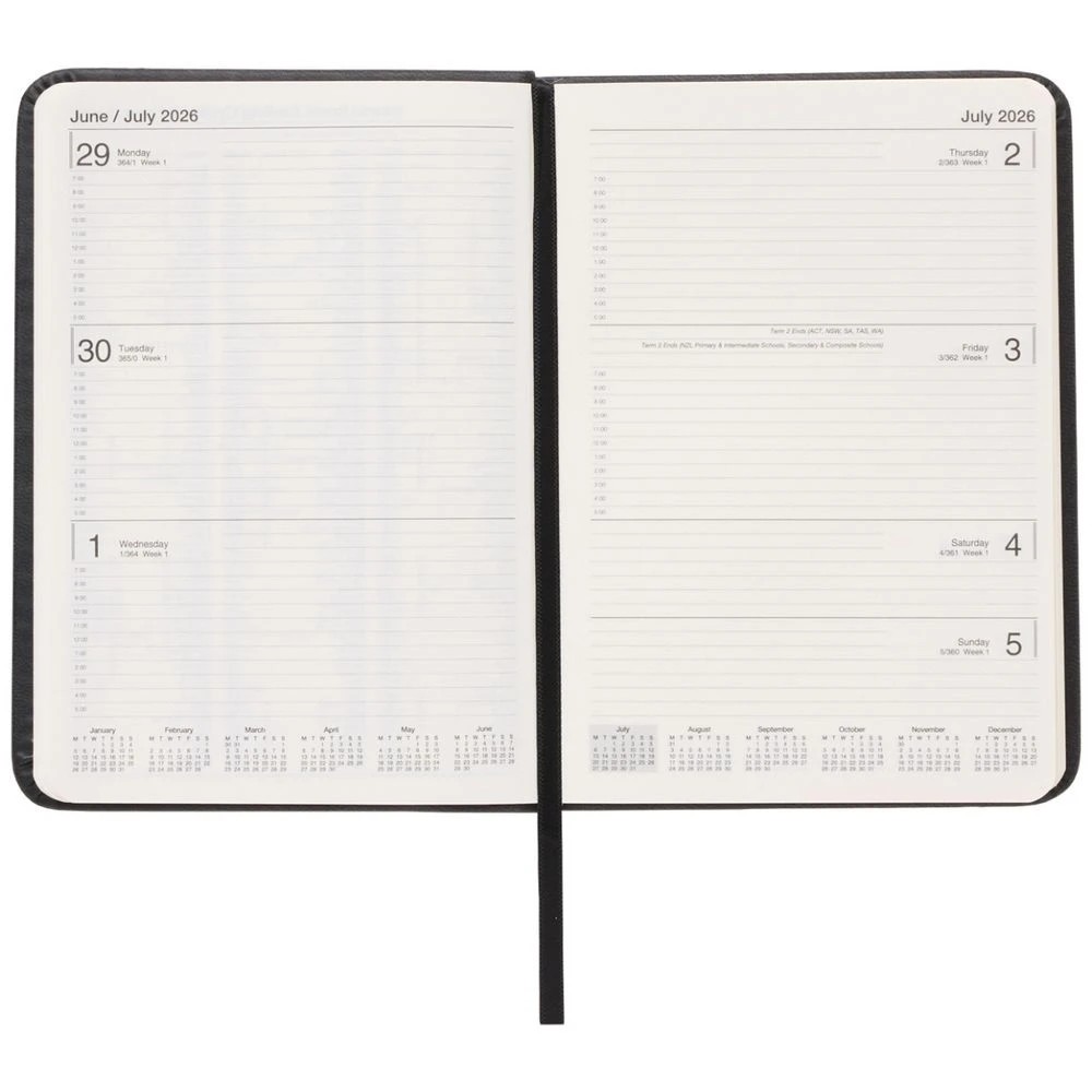 6 J.Burrows A6 Week to View PU FY26/27 Diary Black, 6 of 6