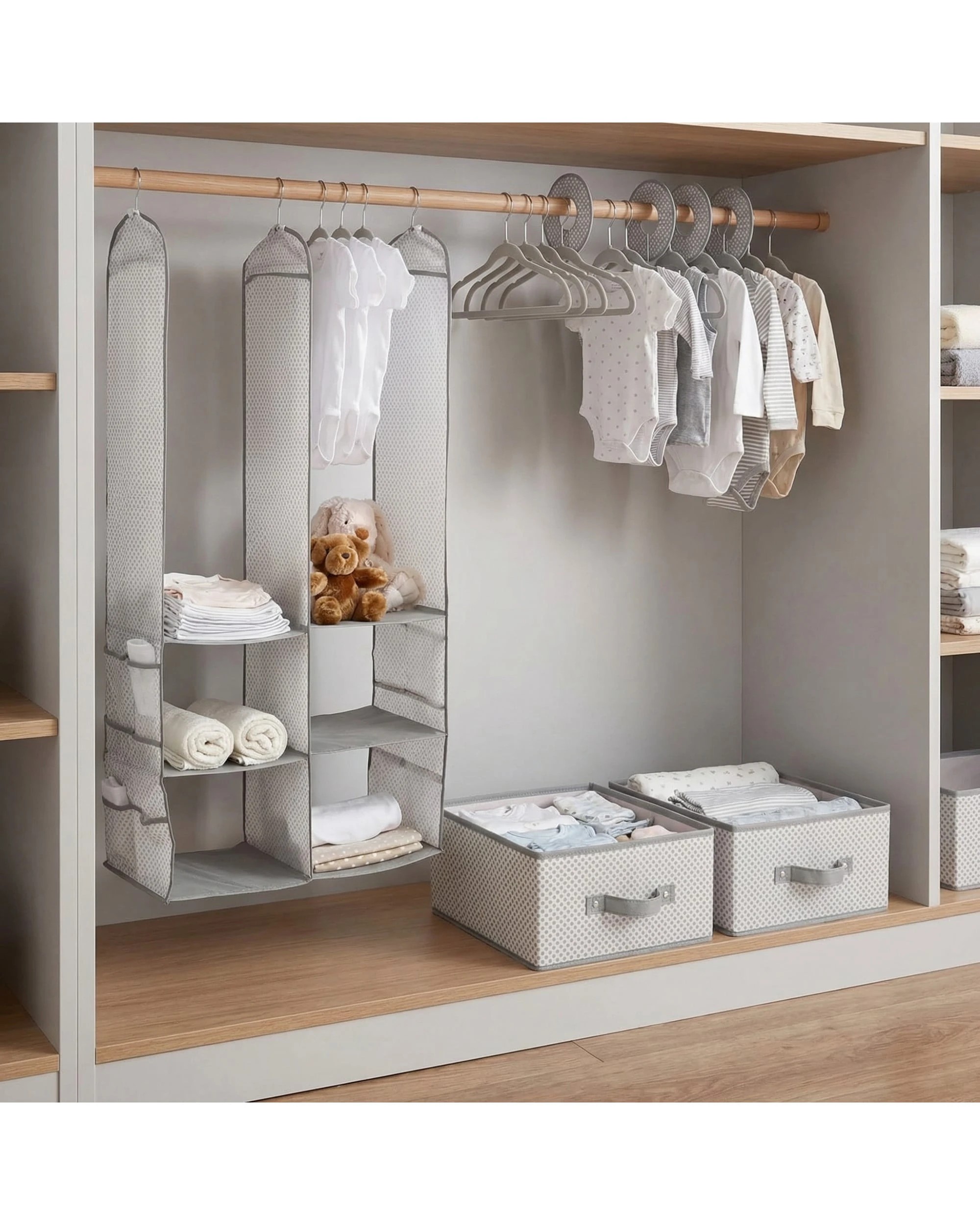 3 Delta Children 24 Piece Nursery Storage Set in Cool Grey - Grey, 3 of 3