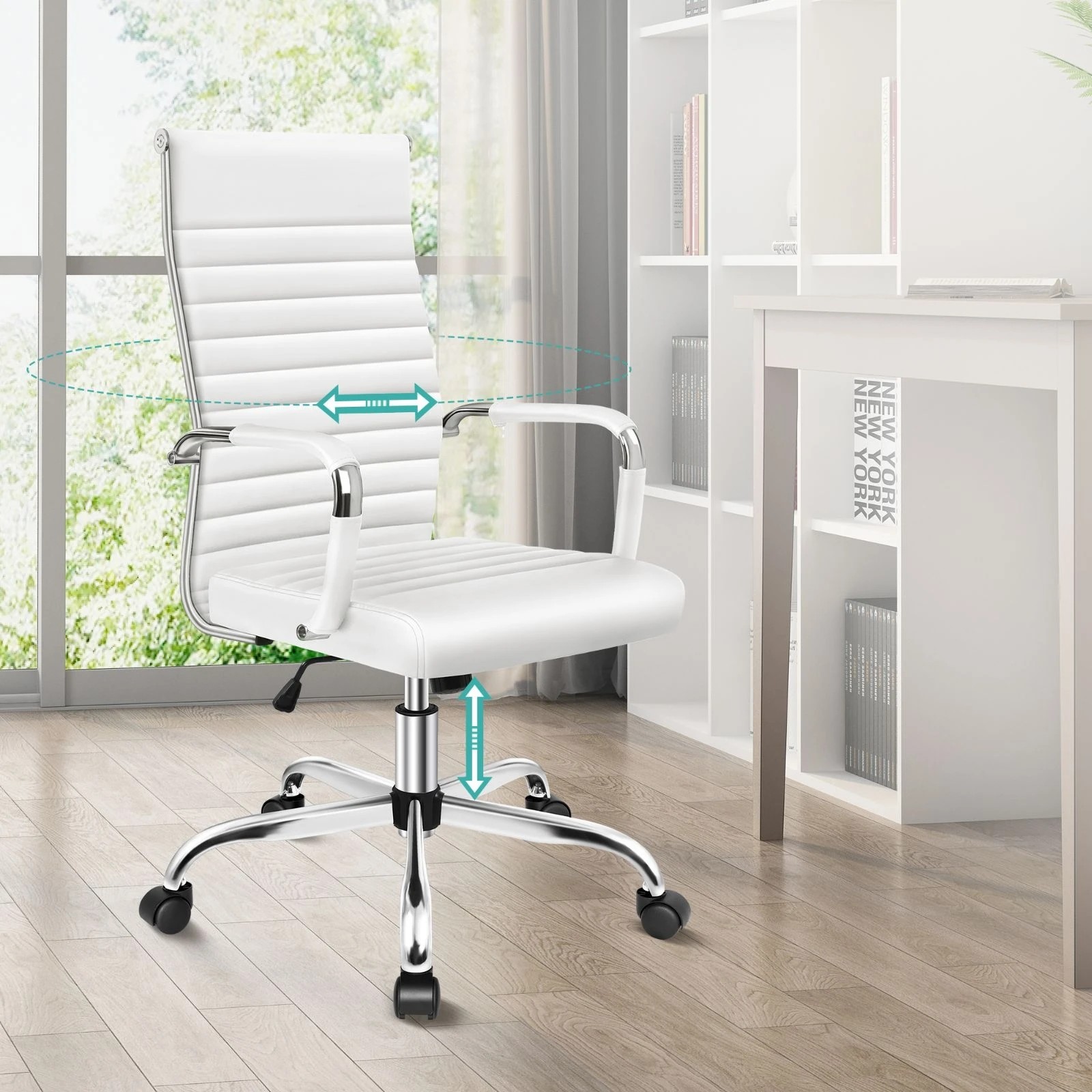 3 Alfordson Office Chair Padded Seat Ergonomic Executive Computer Study Gaming - White, 3 of 10