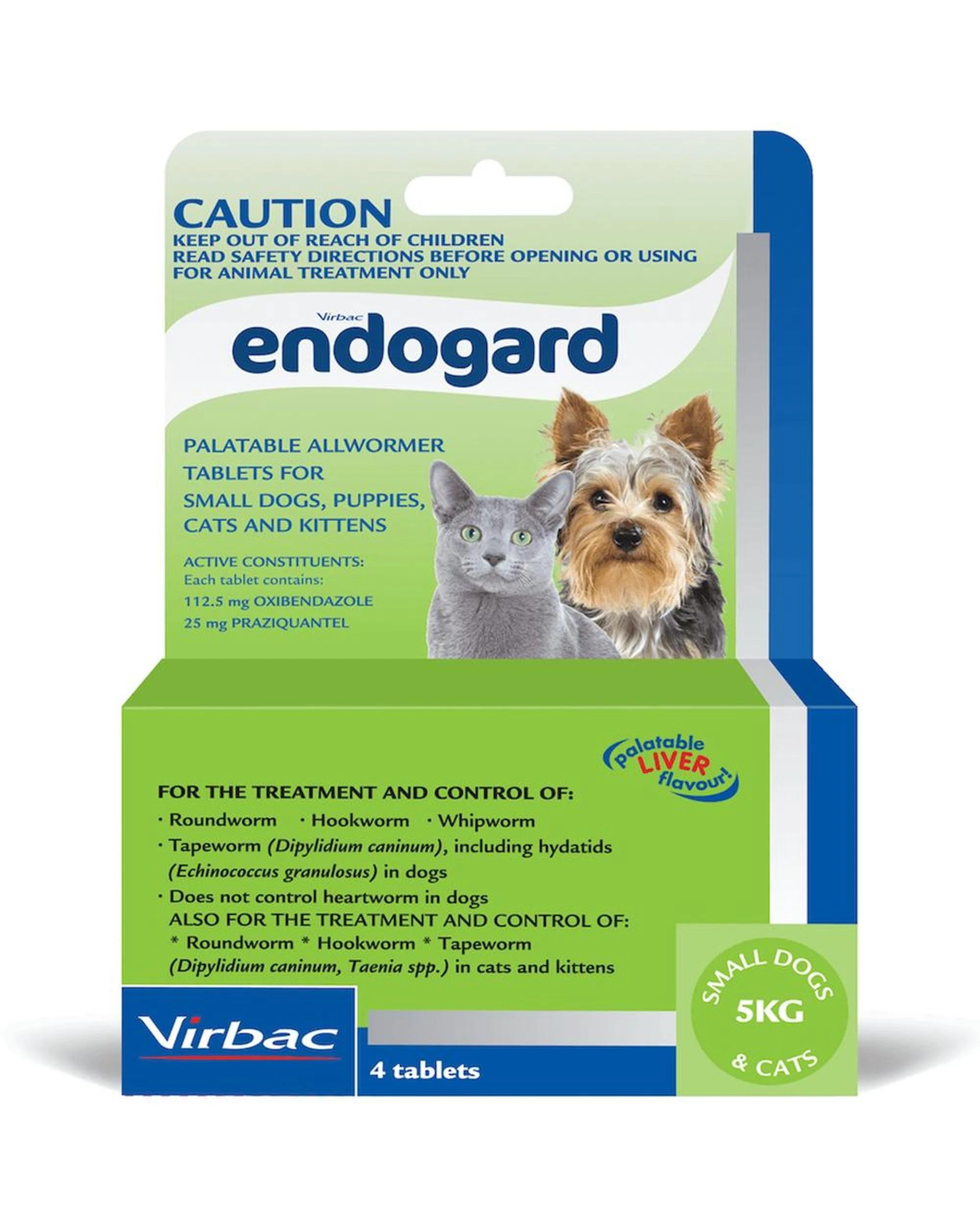 1 Endogard Broadspectrum All-Wormer Tablets for Small Dogs 5kg Puppies 4 Pack, 1 of 1