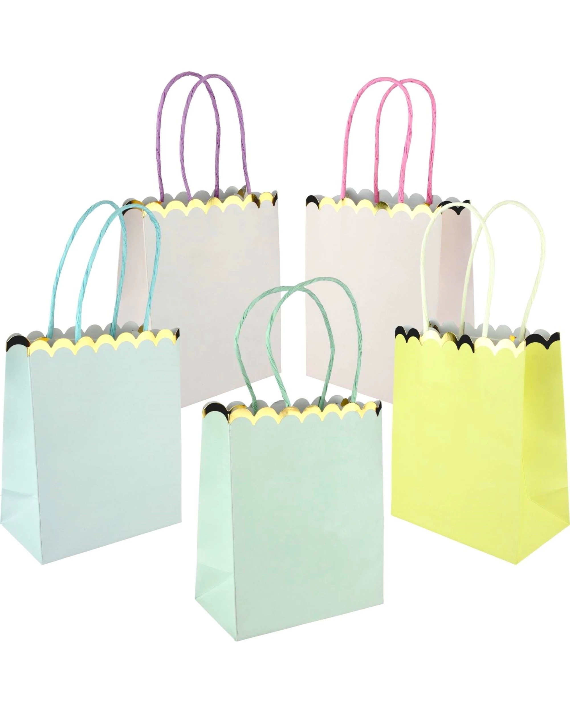 1 Party Maker Pastel & Gold Scalloped Paper Gift Bags Pack of 5, 1 of 1