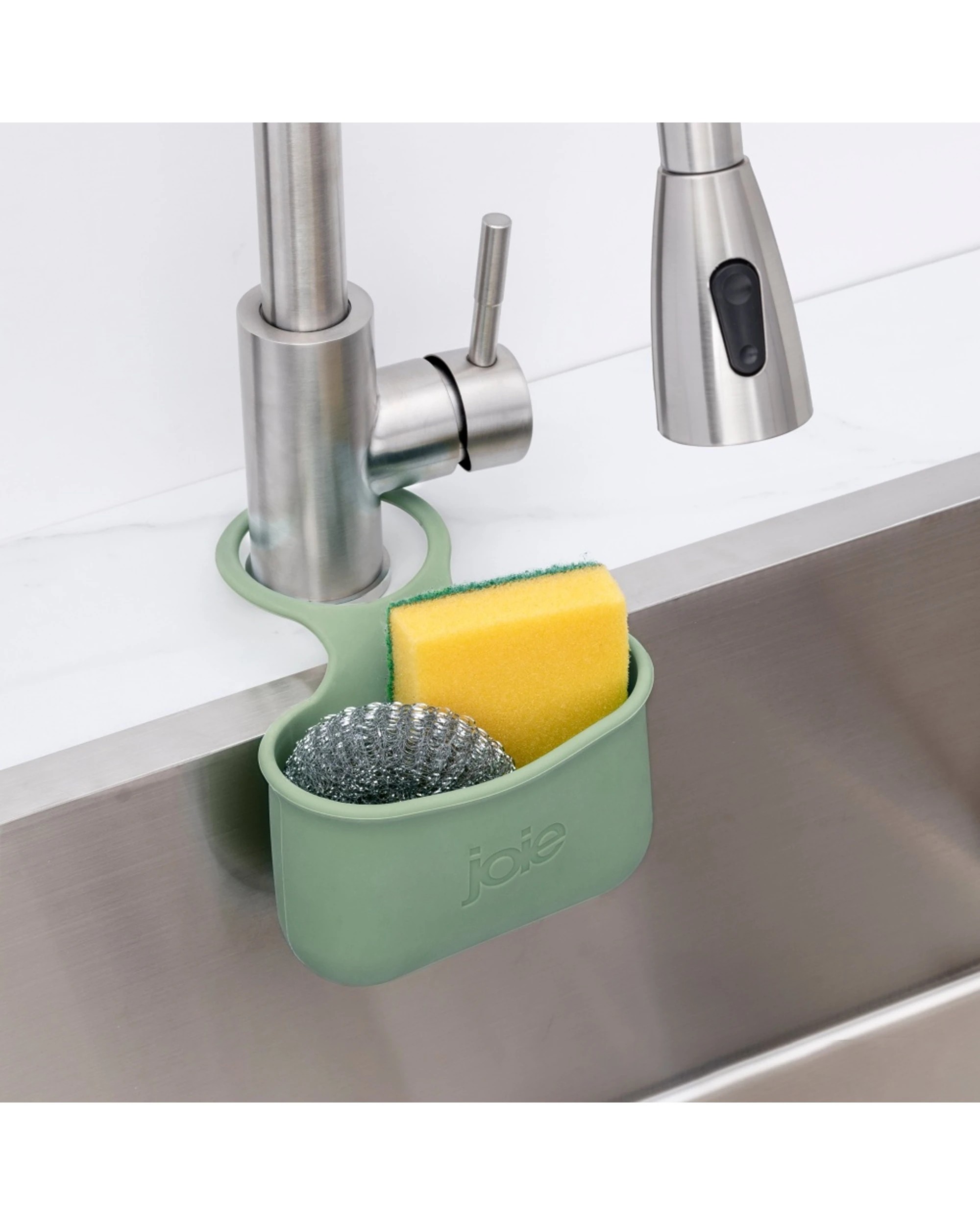 3 Joie Faucet Caddy Silicone Kitchen Sink Organizer Dishwasher Safe Compact - Green, 3 of 3