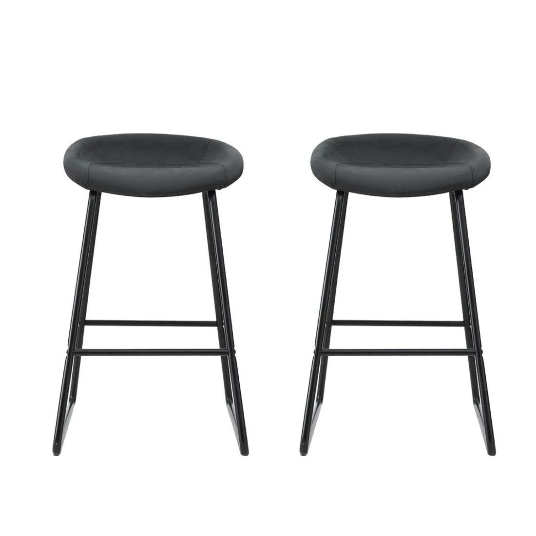 3 Artiss 2x Bar Stools Kitchen Dining Chairs Counter Stool PU Leather Metal - Black, 3 of 6