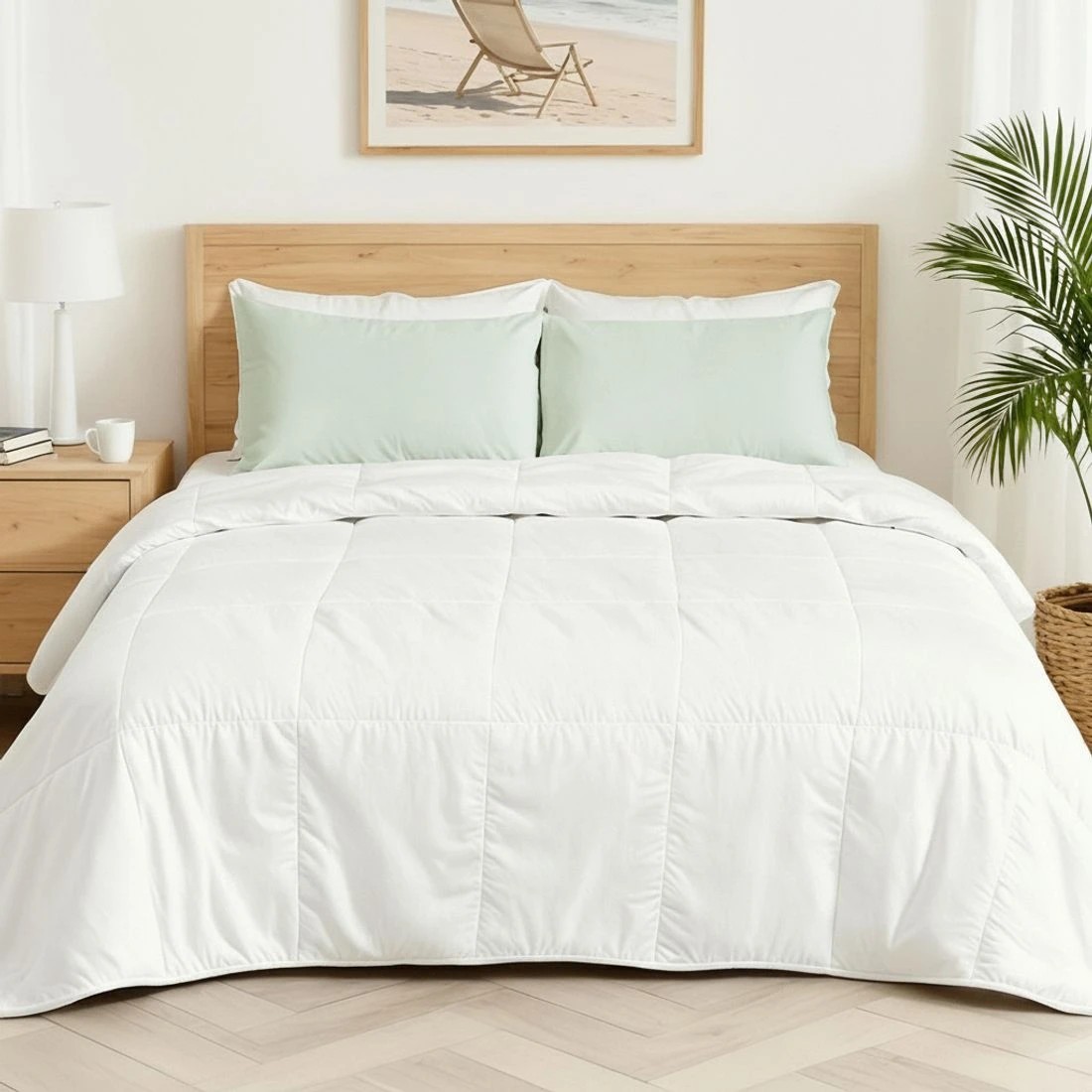 9 Giselle Bedding 200GSM Bamboo Quilt Summer Quilts All Season Doona Duvet Lightweight King - King Bed - White, 9 of 9