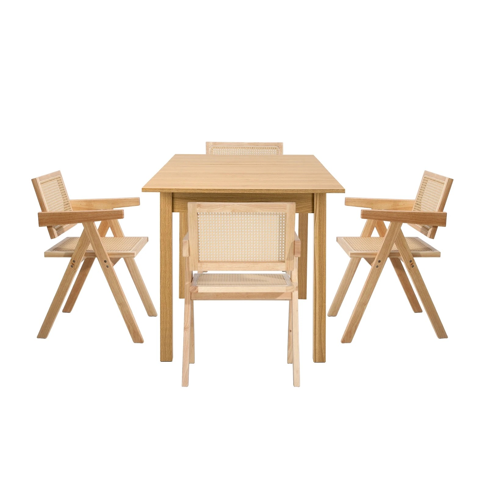 9 Oikiture 5pc Extenable Dining Table and Chairs Wooden Dining Set Ratten - Natural, 9 of 10