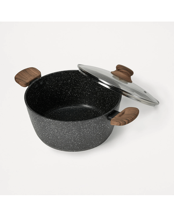 24cm Wood Look Handle Saucepan