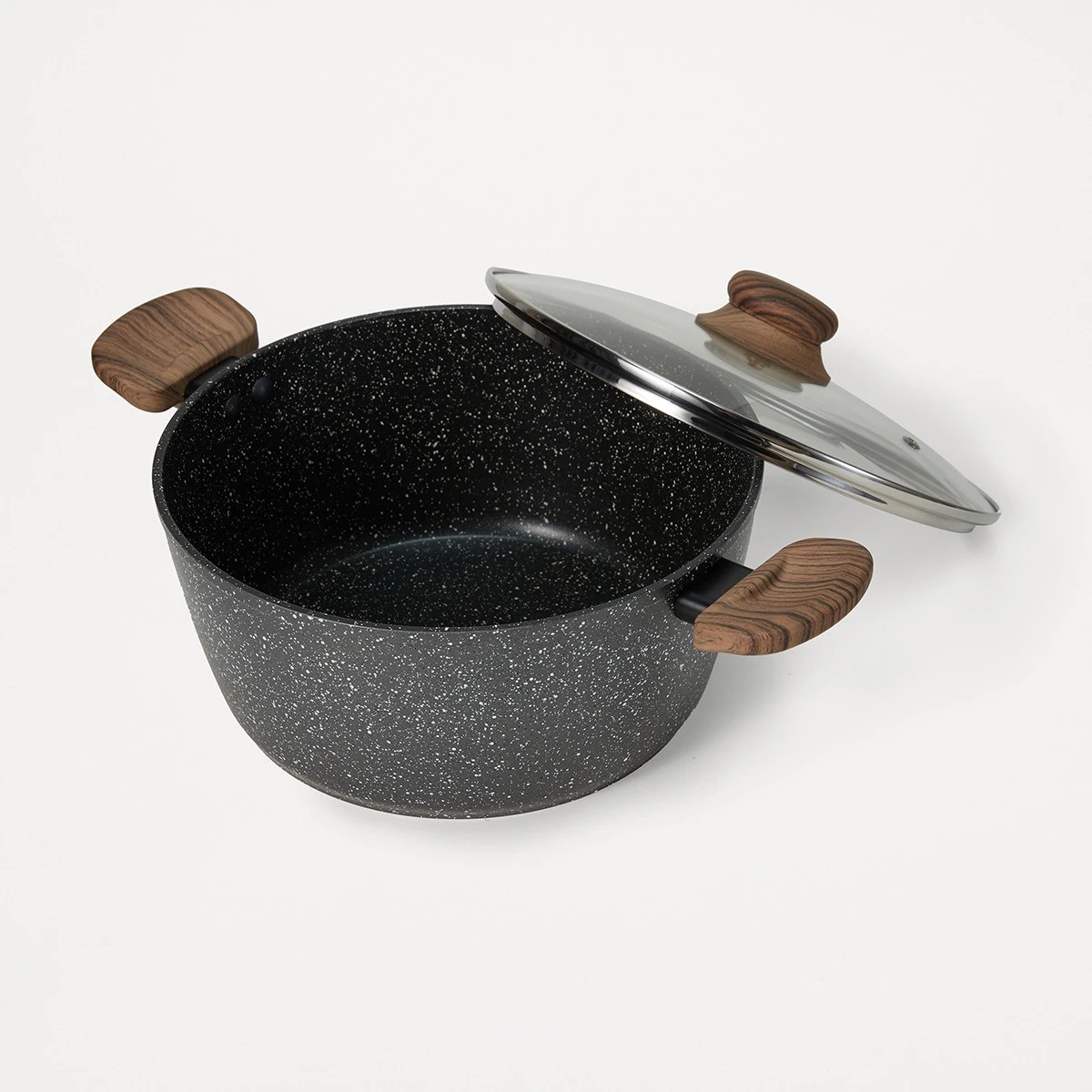 1 24cm Wood Look Handle Saucepan, 1 of 6