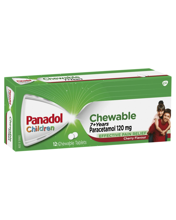 12 Pack Panadol Children Chewable Paracetamol 120mg - Cherry Flavour
