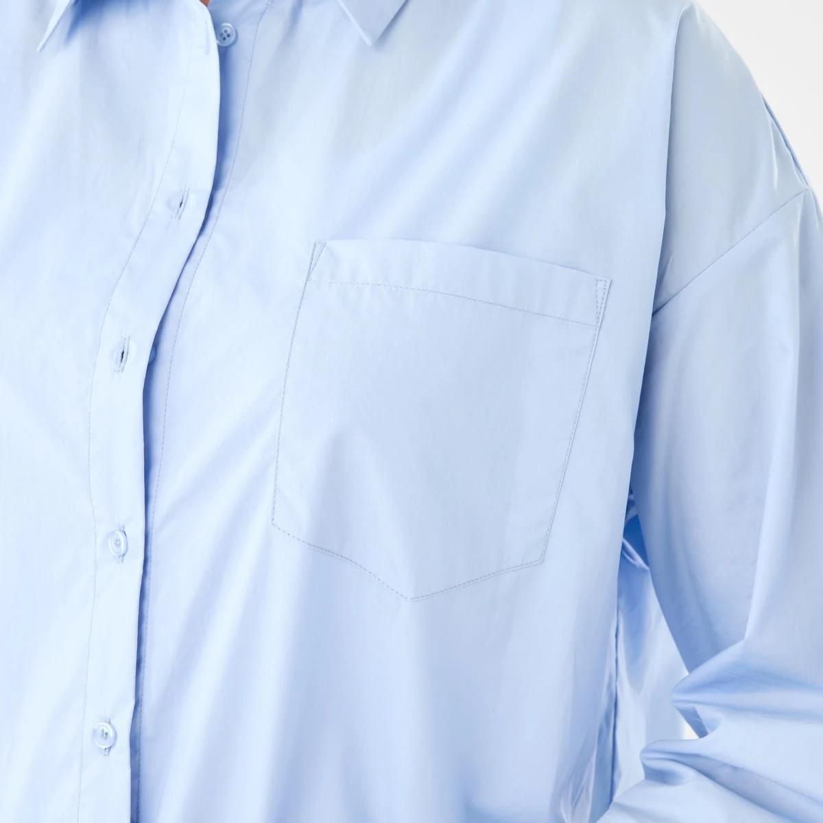 5 Long Sleeve Oversized Cotton Shirt Bruni Blue, 5 of 7