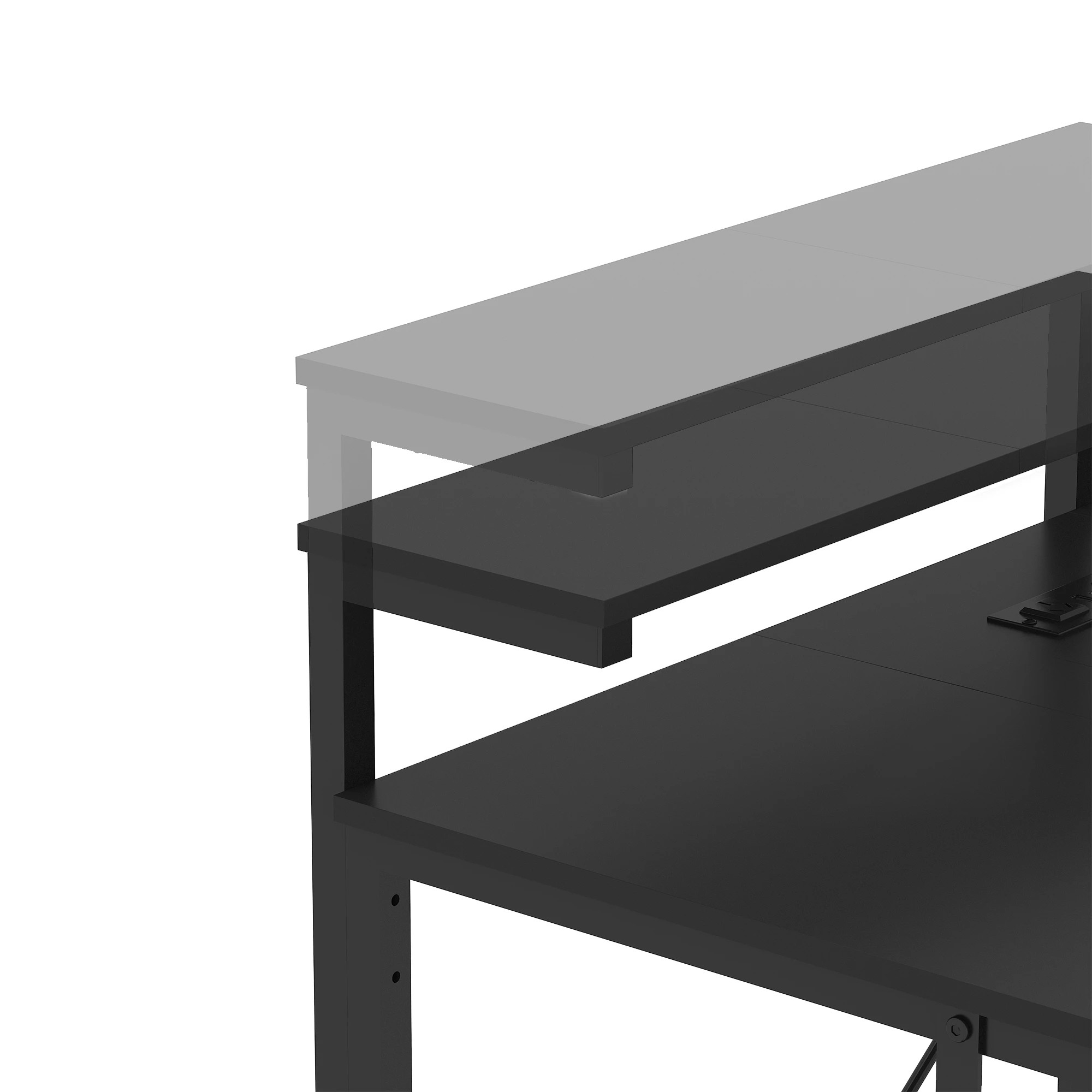 6 Advwin LED Gaming Desk with Adjustable Monitor Stand and Power Outlets Computer Desk with Reversible Shelf - Black, 6 of 9