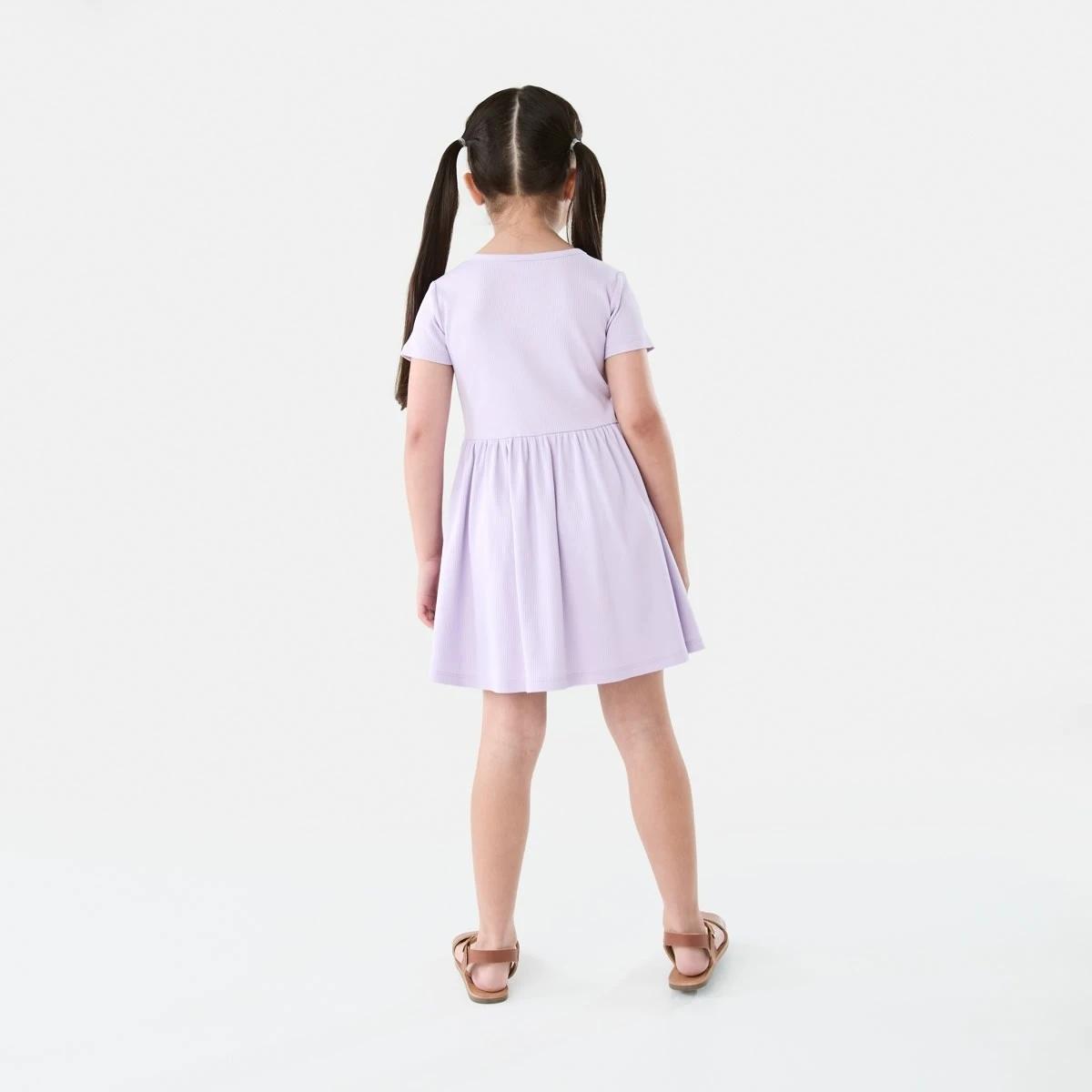 8 Short Sleeve Rib Dress Pst Purple, 8 of 10