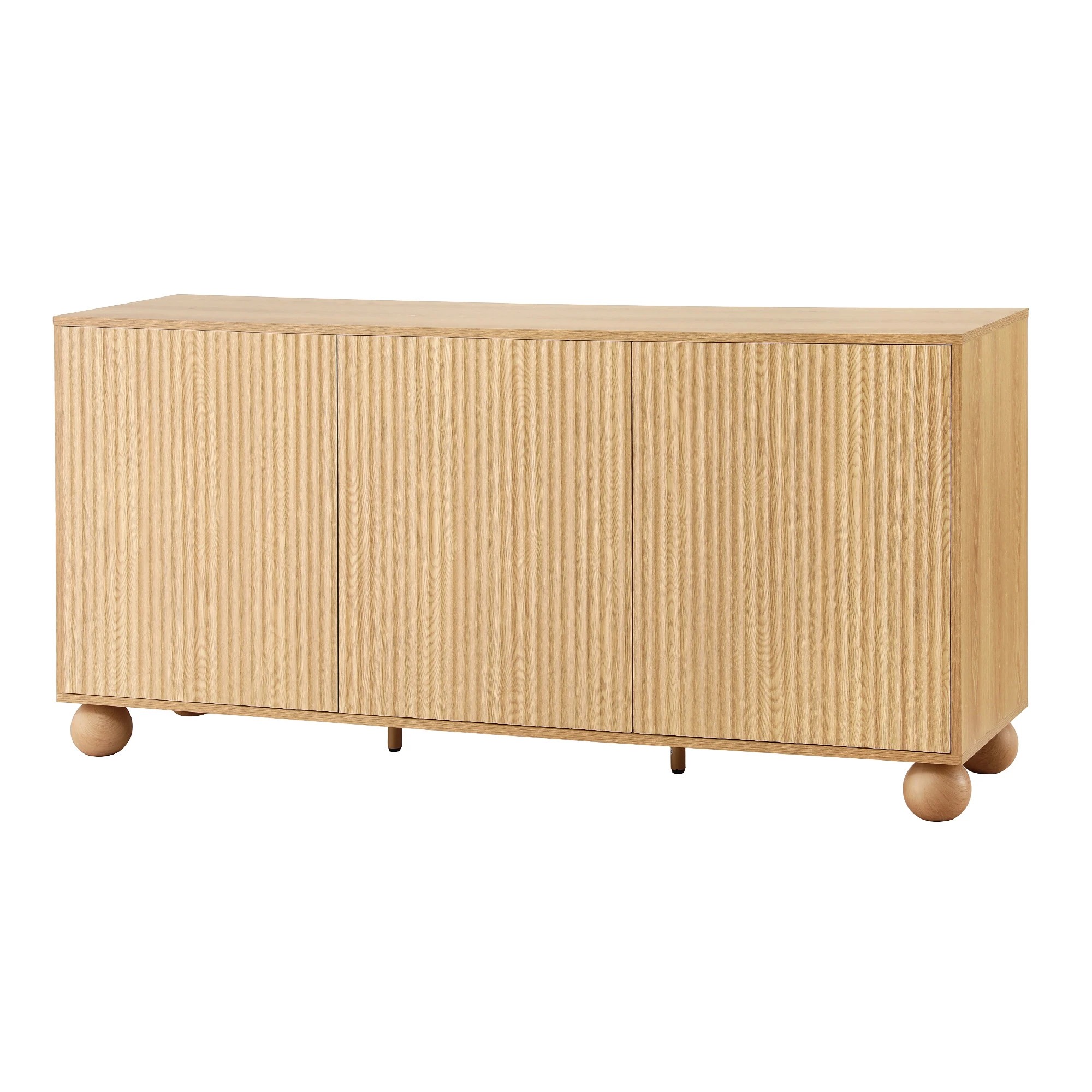 1 Artiss Buffet Cabinet Sideboard 2-Tier Kitchen Storage Ball Legs180cm - Natural, 1 of 10