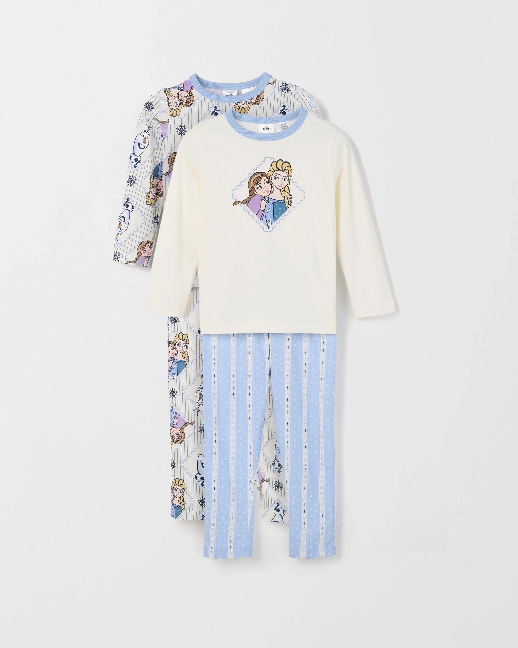 1 Disney Frozen Australian Cotton 2 Pack Younger Girls Knit Pyjama Set FROZEN, 1 of 9