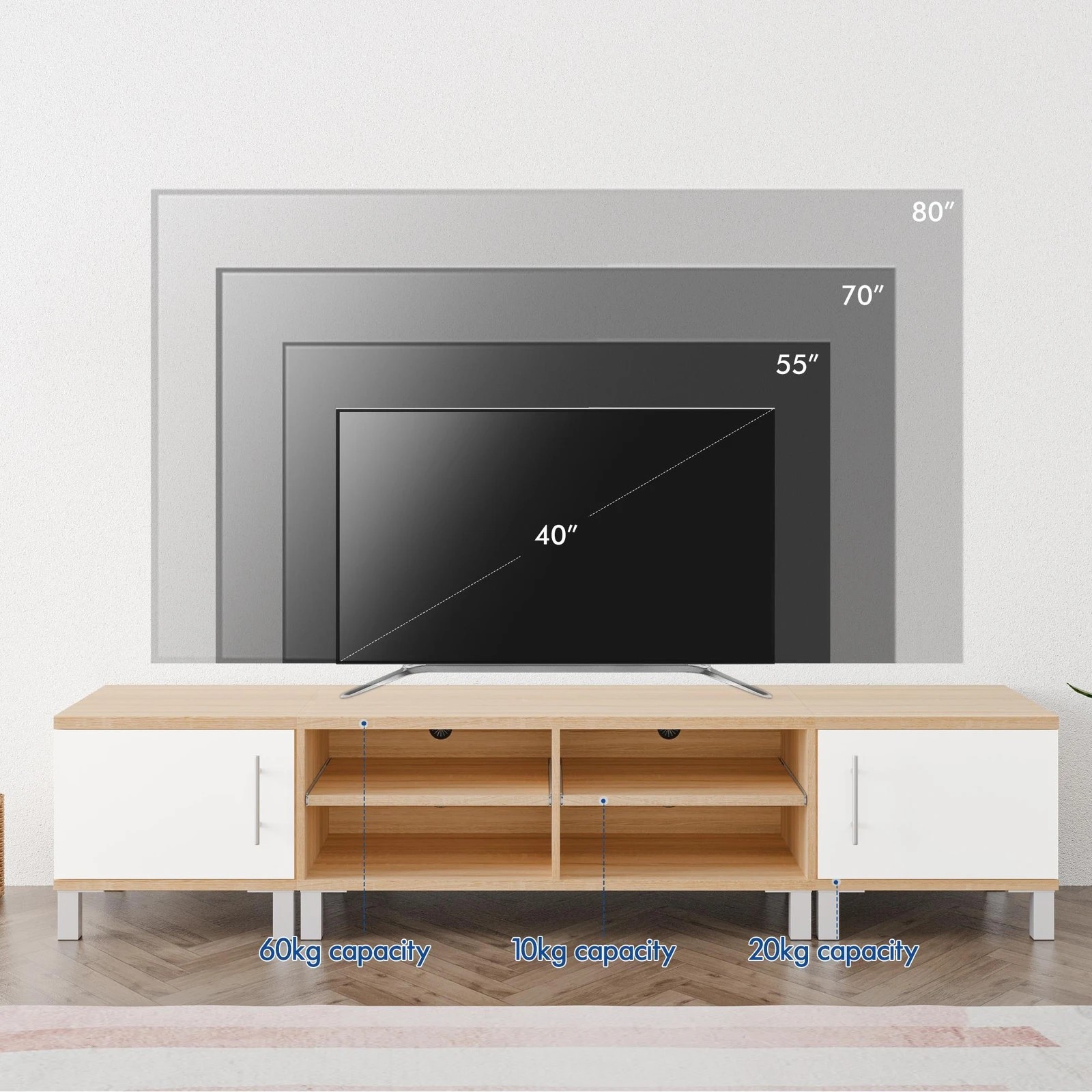 9 Alfordson Entertainment Unit TV Cabinet Stand Storage Drawer 190cm - Wood, 9 of 10