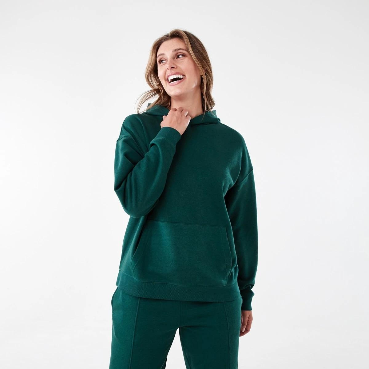 1 Active Womens Core Pop Over Hoodie YUCCA GREEN, 1 of 6