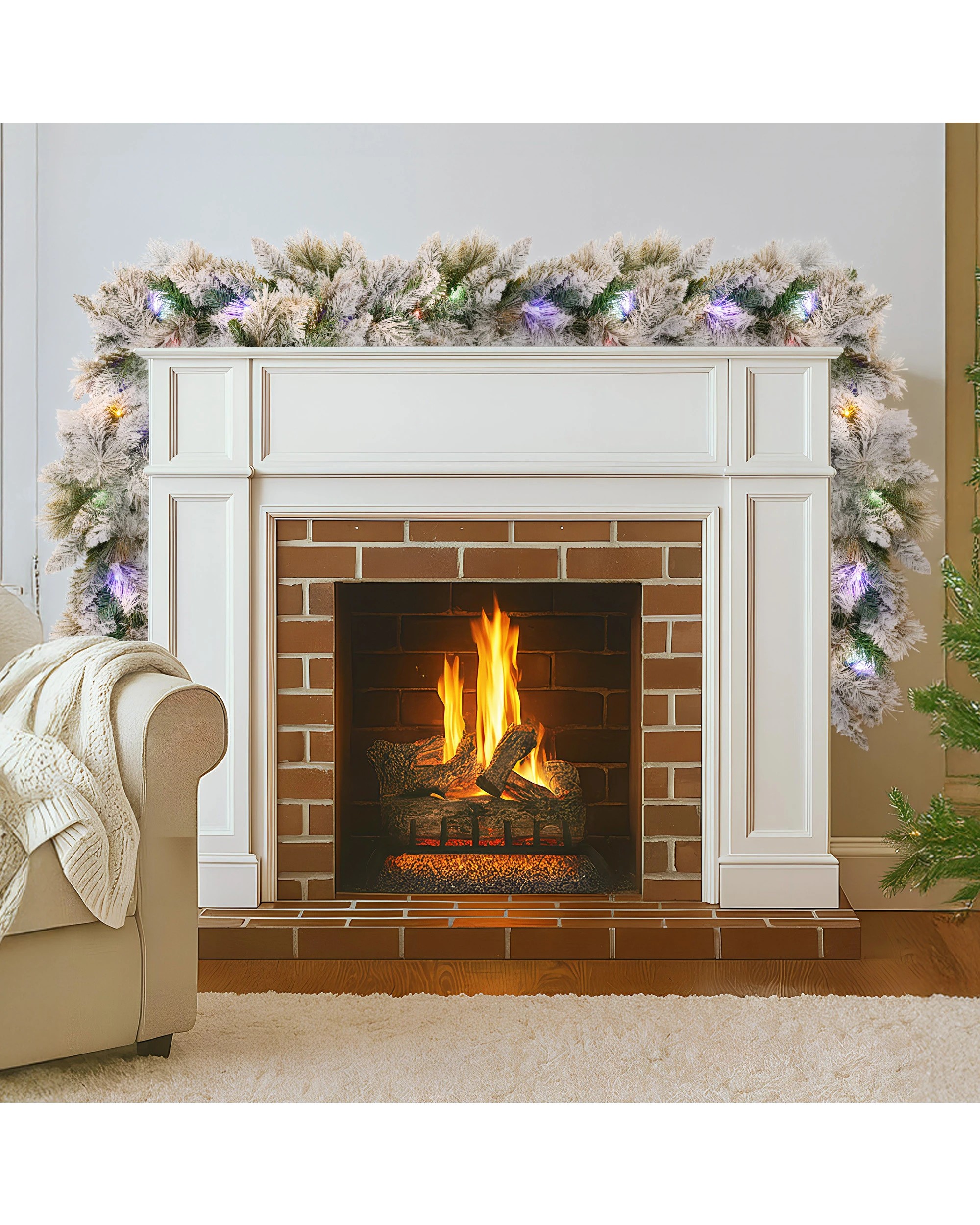 7 Christabelle 2.7m Snowy Christmas Garland Dorset Pine Pre-lit With Multi-function Led Lights Door Decoration, 7 of 7