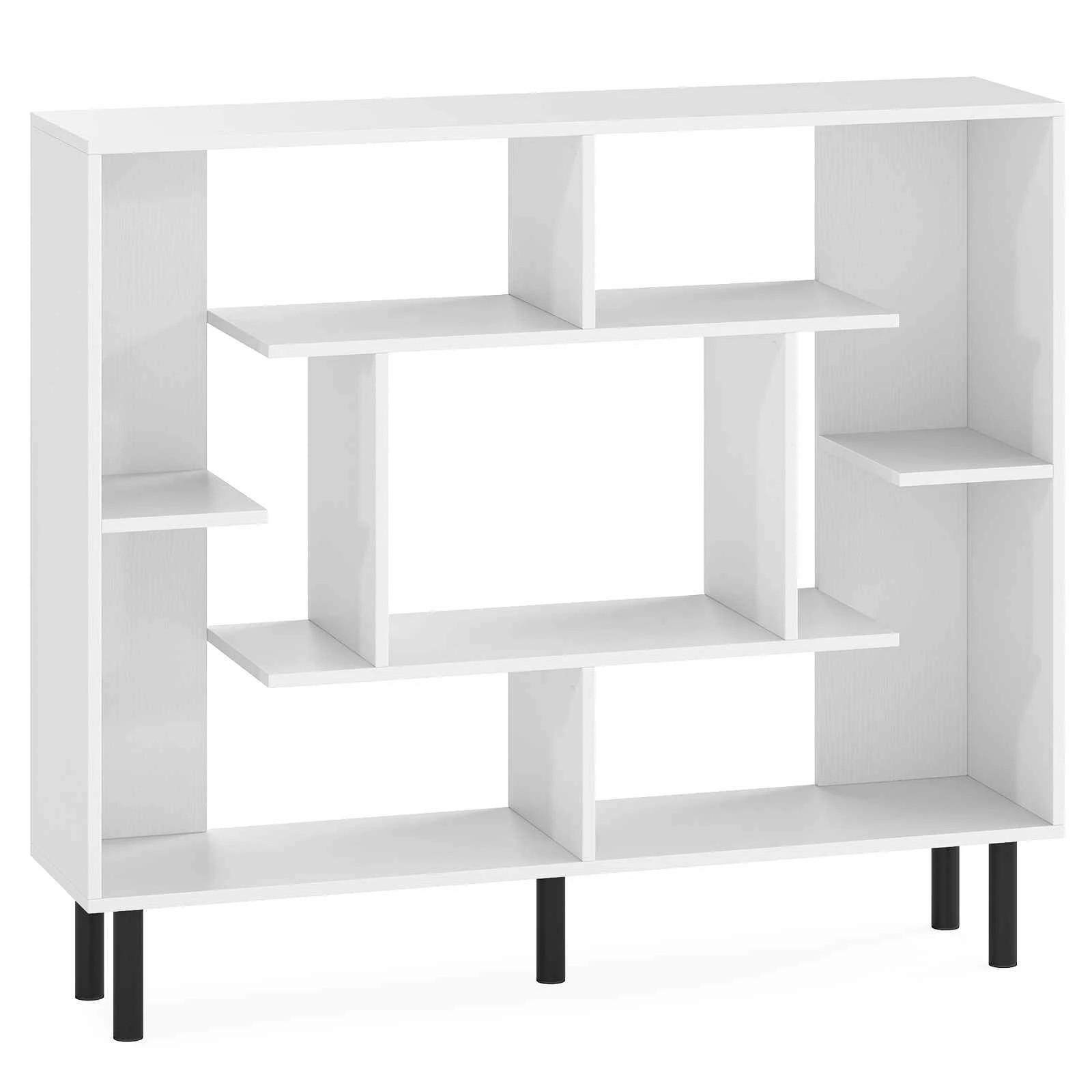 1 Costway Modern Bookshelf Wooden Bookcase w/Metal Legs Cube Shelf Open Storage Organiser - White, 1 of 4
