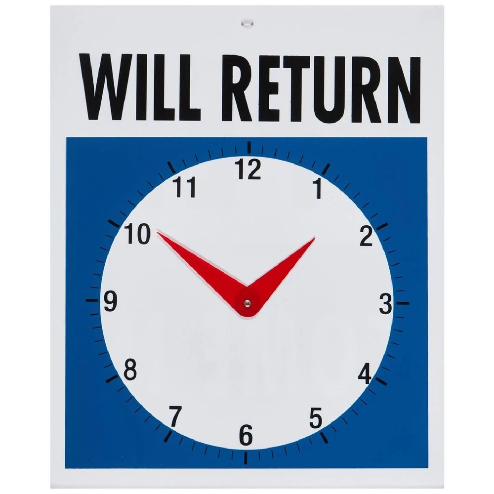 1 Sandleford Will Return Sign 190 x 230mm, 1 of 2