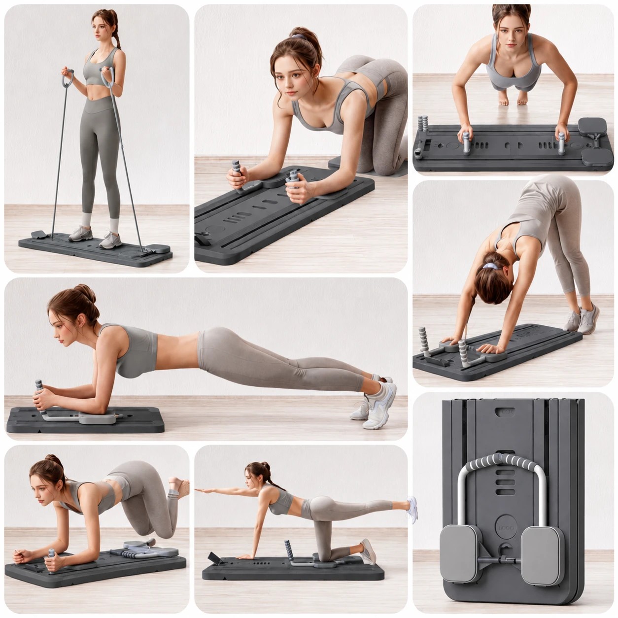 5 Fitness Master Foldable Pilates Board 8-in-1 Core Trainer Home Gym Reformer Machine Ab Slider Full Body W, 5 of 9
