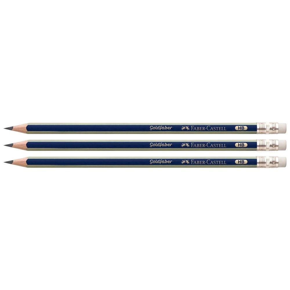 2 Faber-Castell Goldfaber Eraser Tip Graphite Pencils HB 3 Pack, 2 of 4