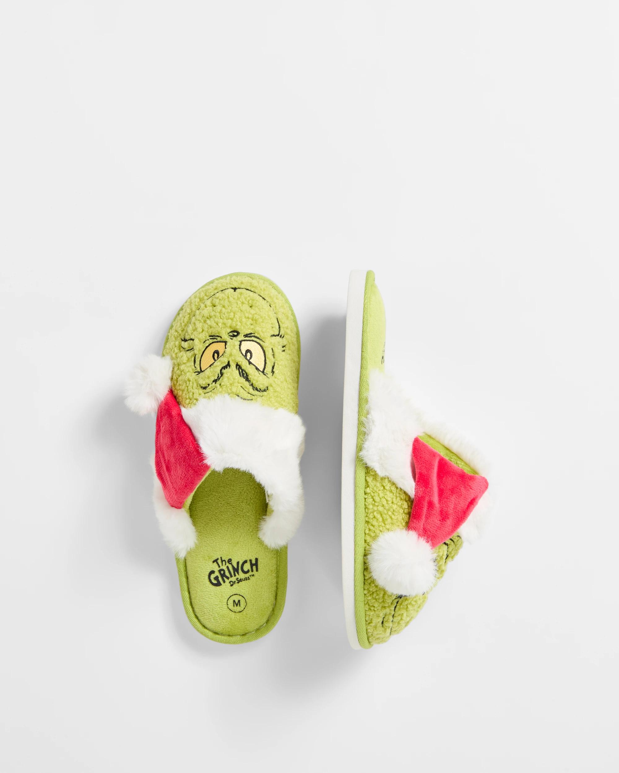 2 The Grinch Mens Christmas Grinch Slipper Scuff GREEN, 2 of 3