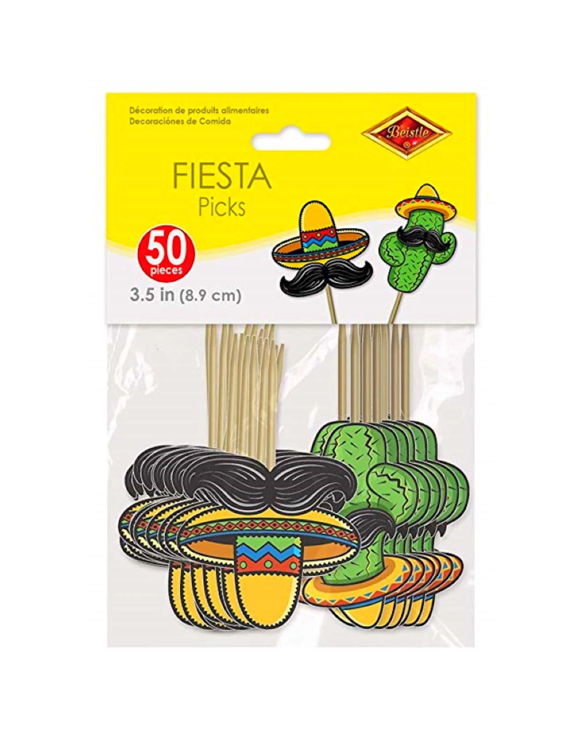 1 Beistle Fiesta Cactus and Sombrero Picks Pack of 50 - Multi, 1 of 2