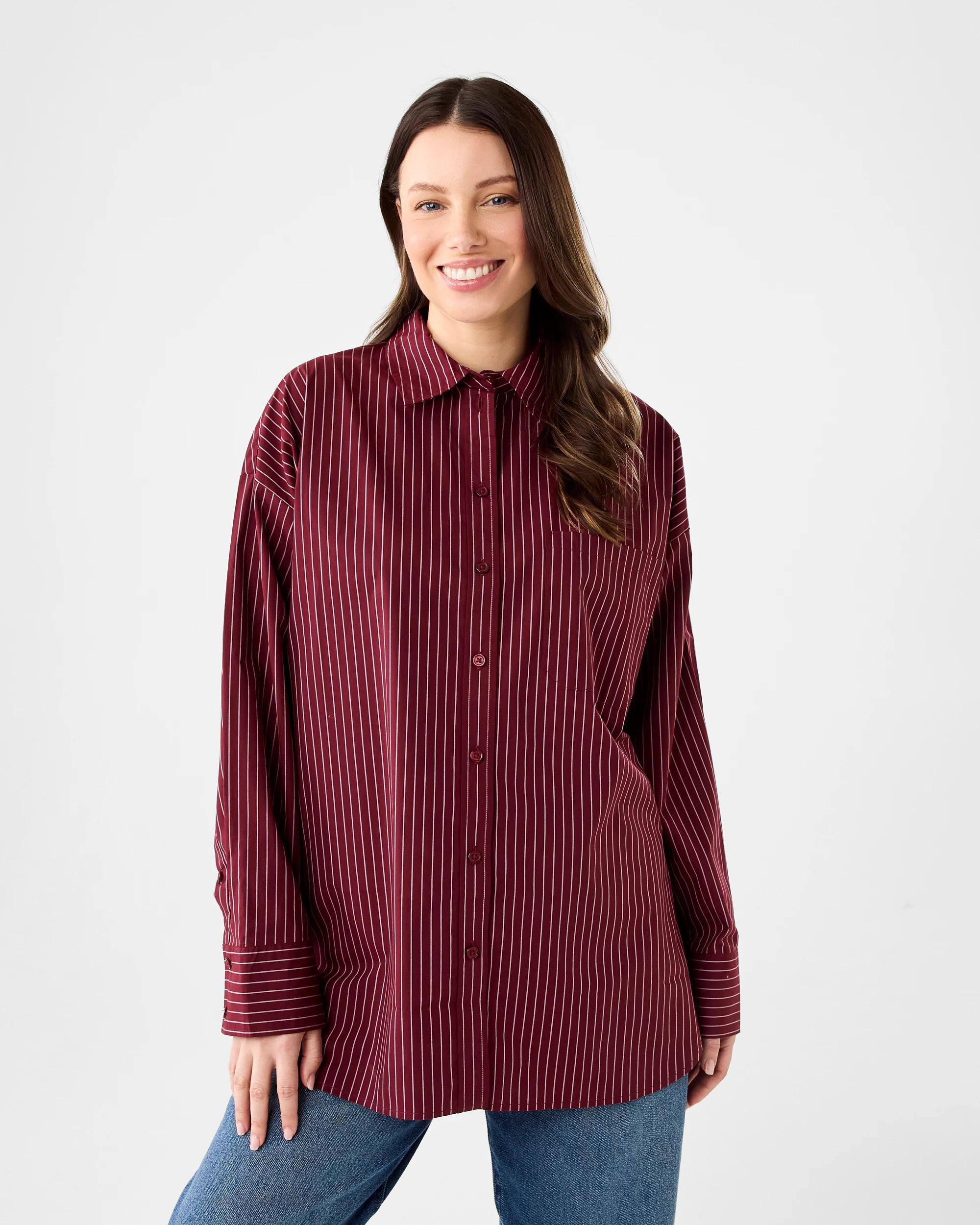 1 Long Sleeve Oversized Stripe Shirt Strp Cran, 1 of 8