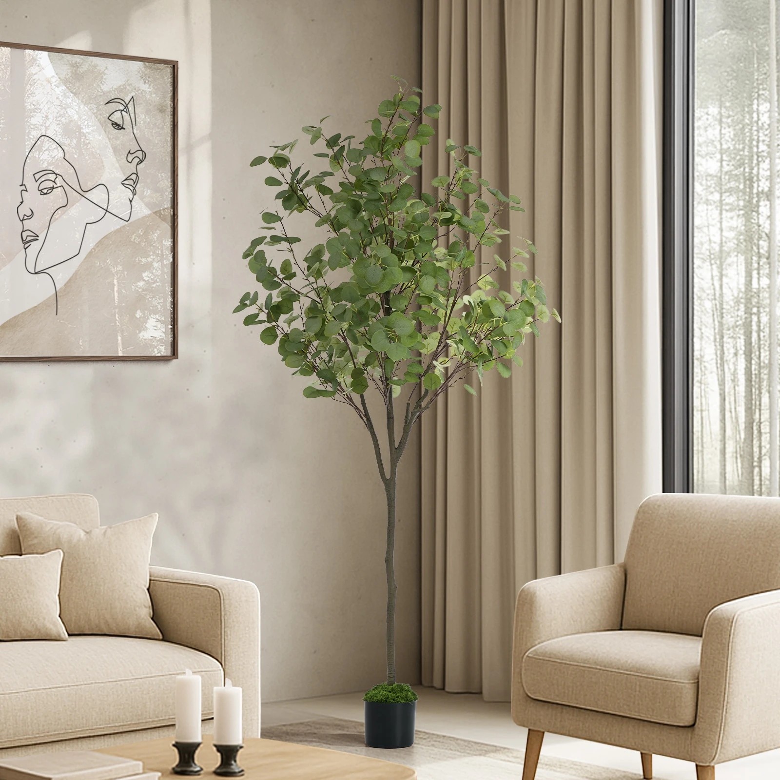 3 Livsip 150cm Artificial Eucalyptus Tree Realistic Potted Faux Plant Home Decor, 3 of 8