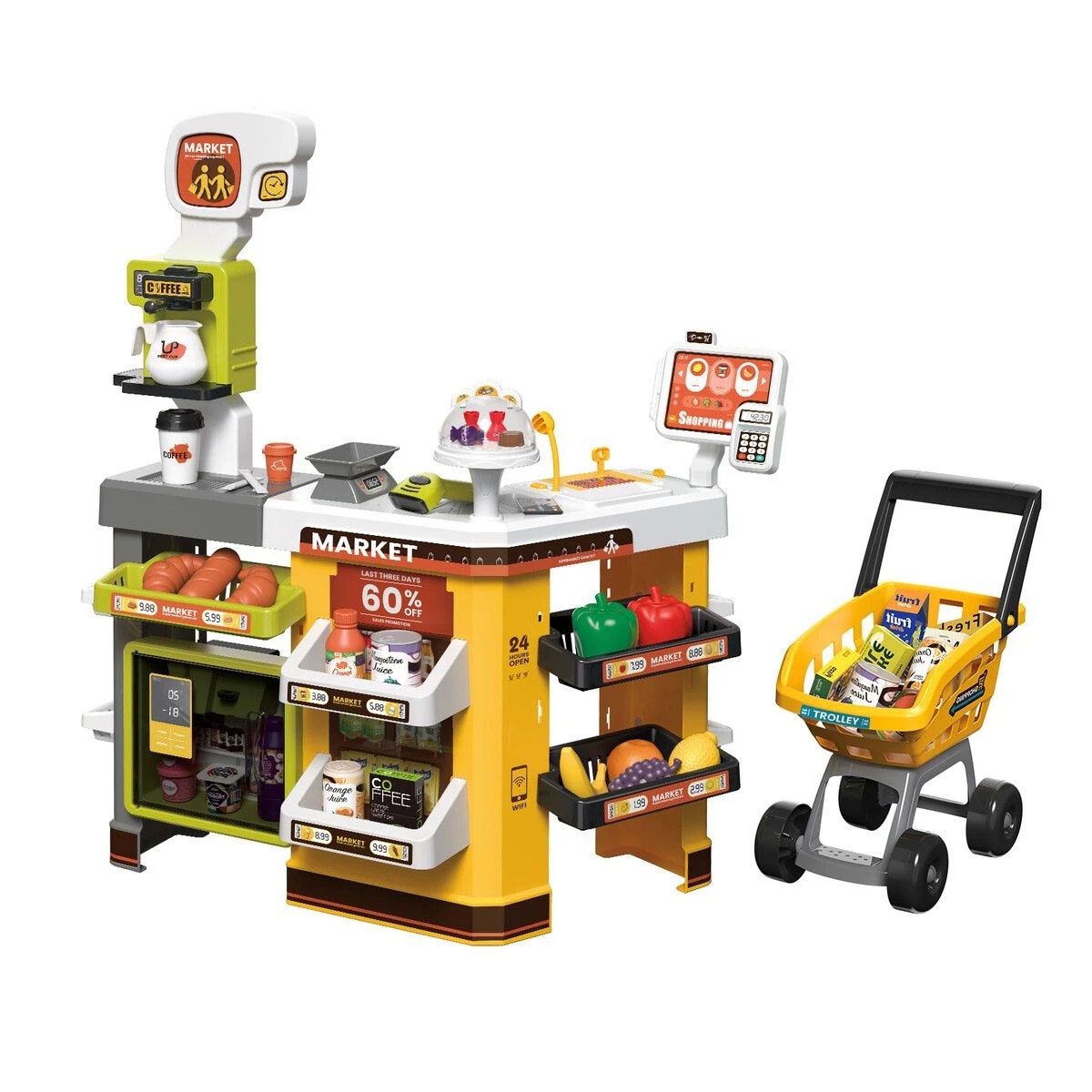 4 AUSWAY Kids Pretend Play Shop Grocery Supermarket Playset, 4 of 4