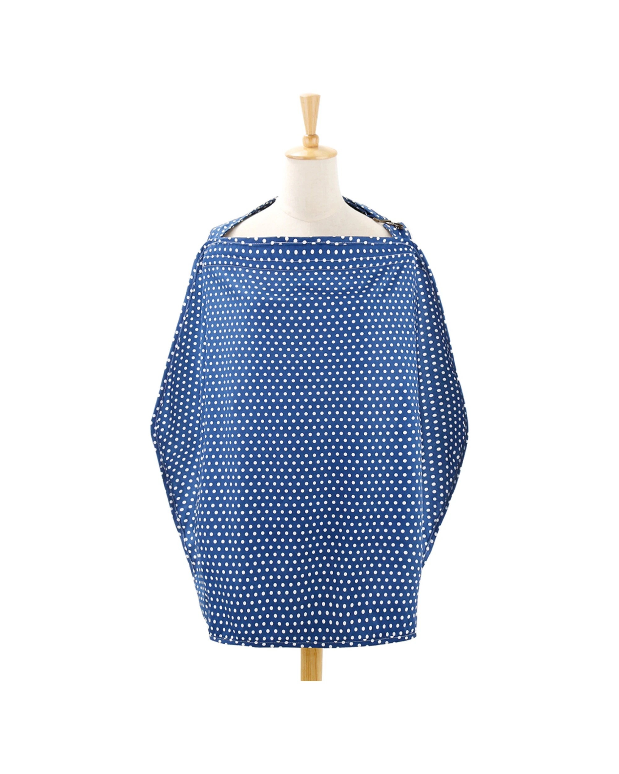 1 The Peanutshell 92cm Cotton Nursing Cover Dot Sateen Cotton Nay - Blue, 1 of 2