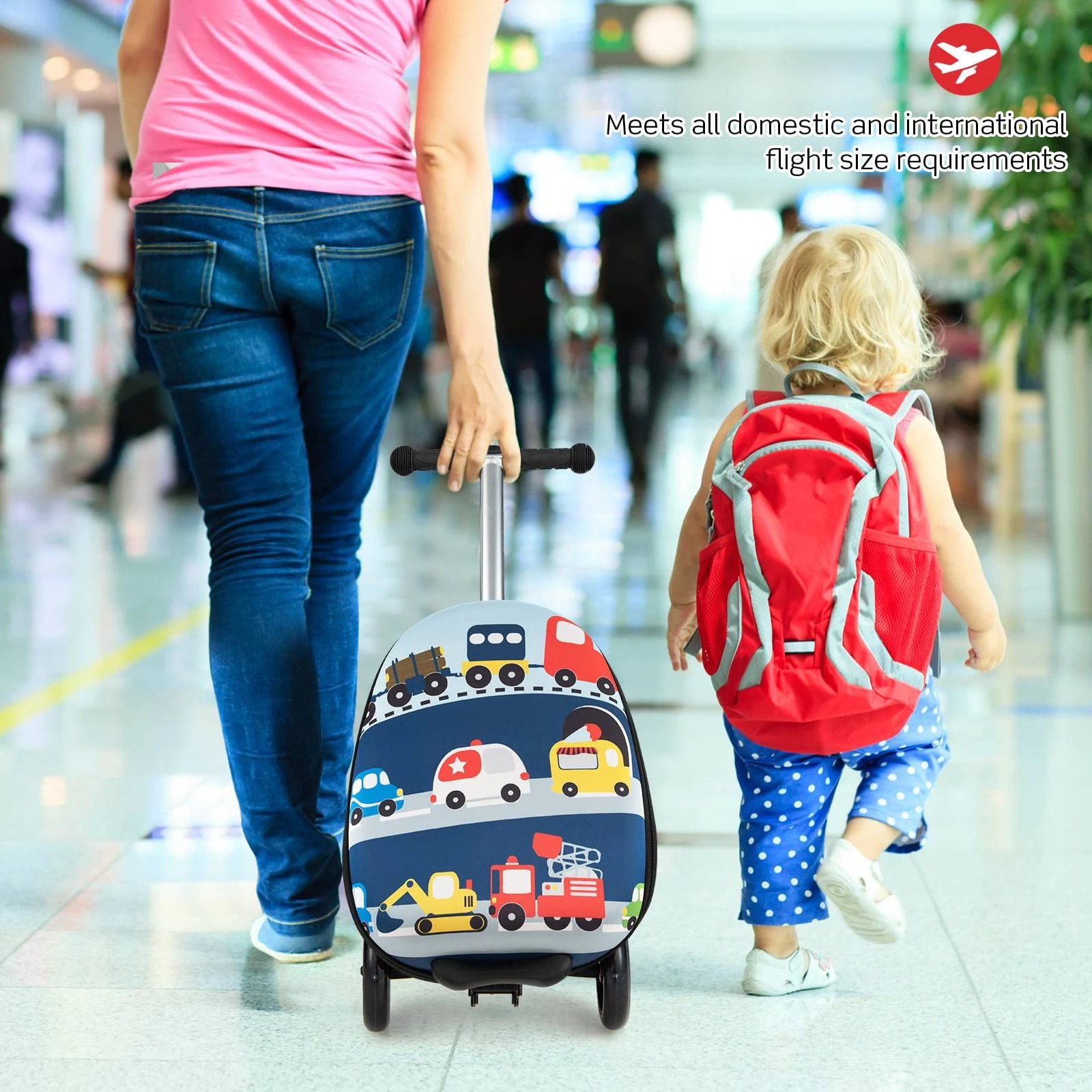 3 Costway 2 in 1 Suitcase Scooter Folding Ride-on Suitcase w/LED Wheels, 3 of 3