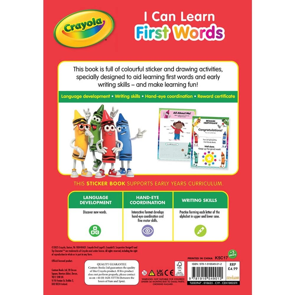 2 Crayola Early Years 3+: I Can Learn First Words 32 Pages, 2 of 2