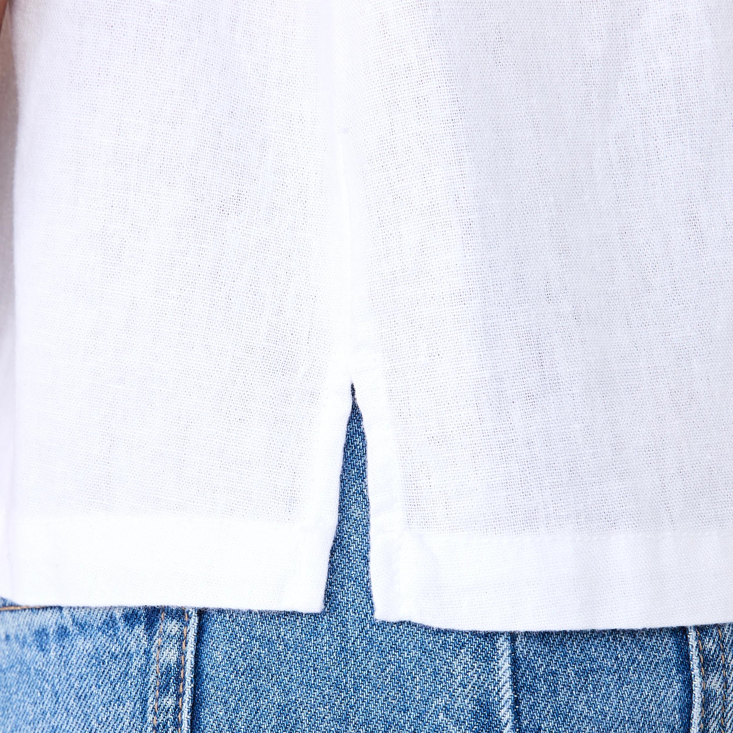 6 Sleeveless Linen Blend Scoop Neck Tank White, 6 of 6