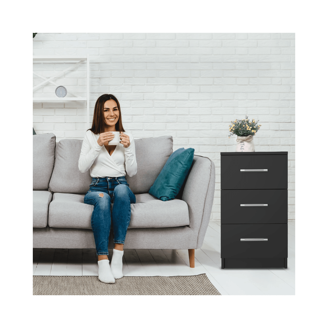 7 Advwin Bedside Table 66cm Set Of 2
 - Black, 7 of 9